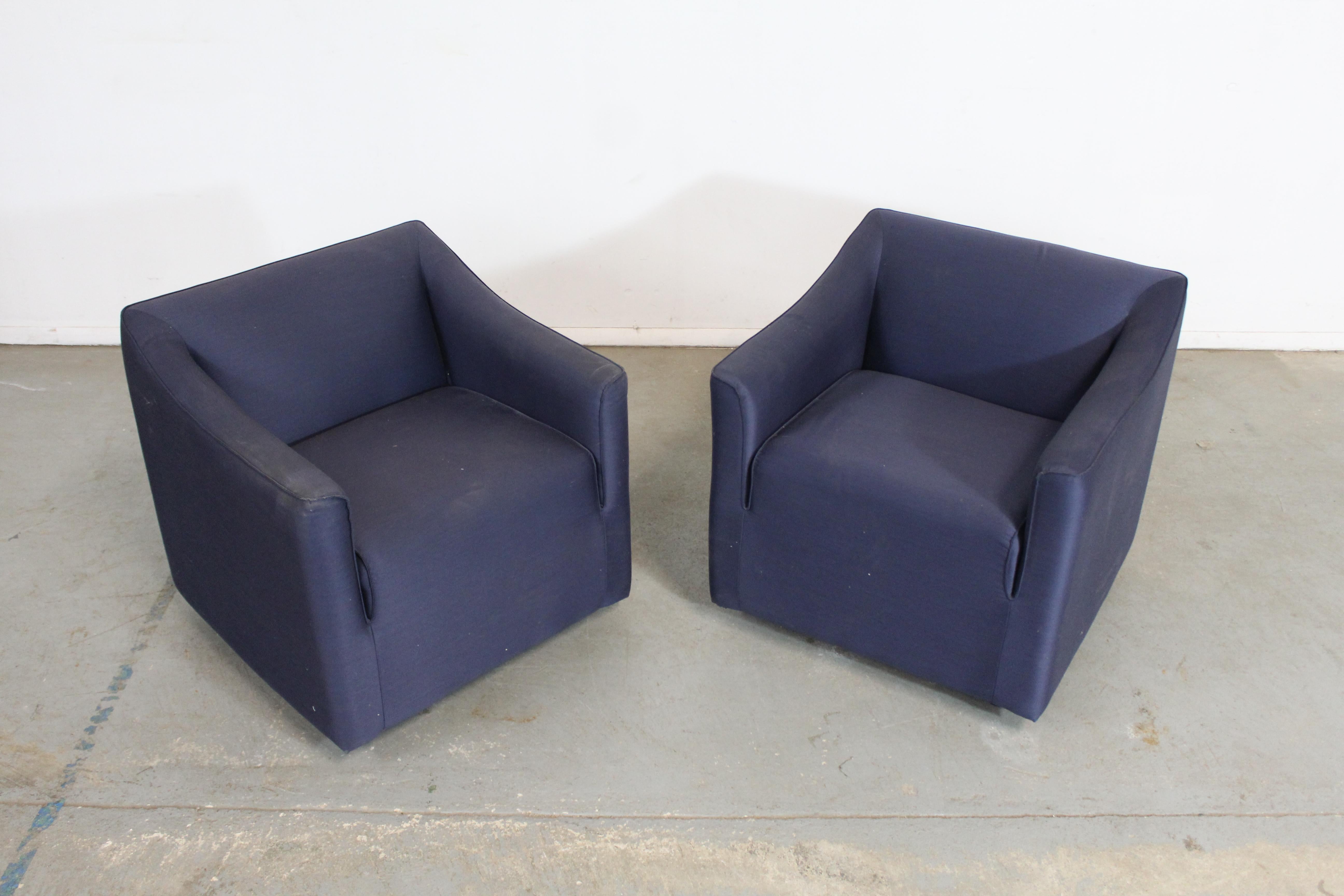 Pair of Mid-Century Modern Cube Club Chairs 6