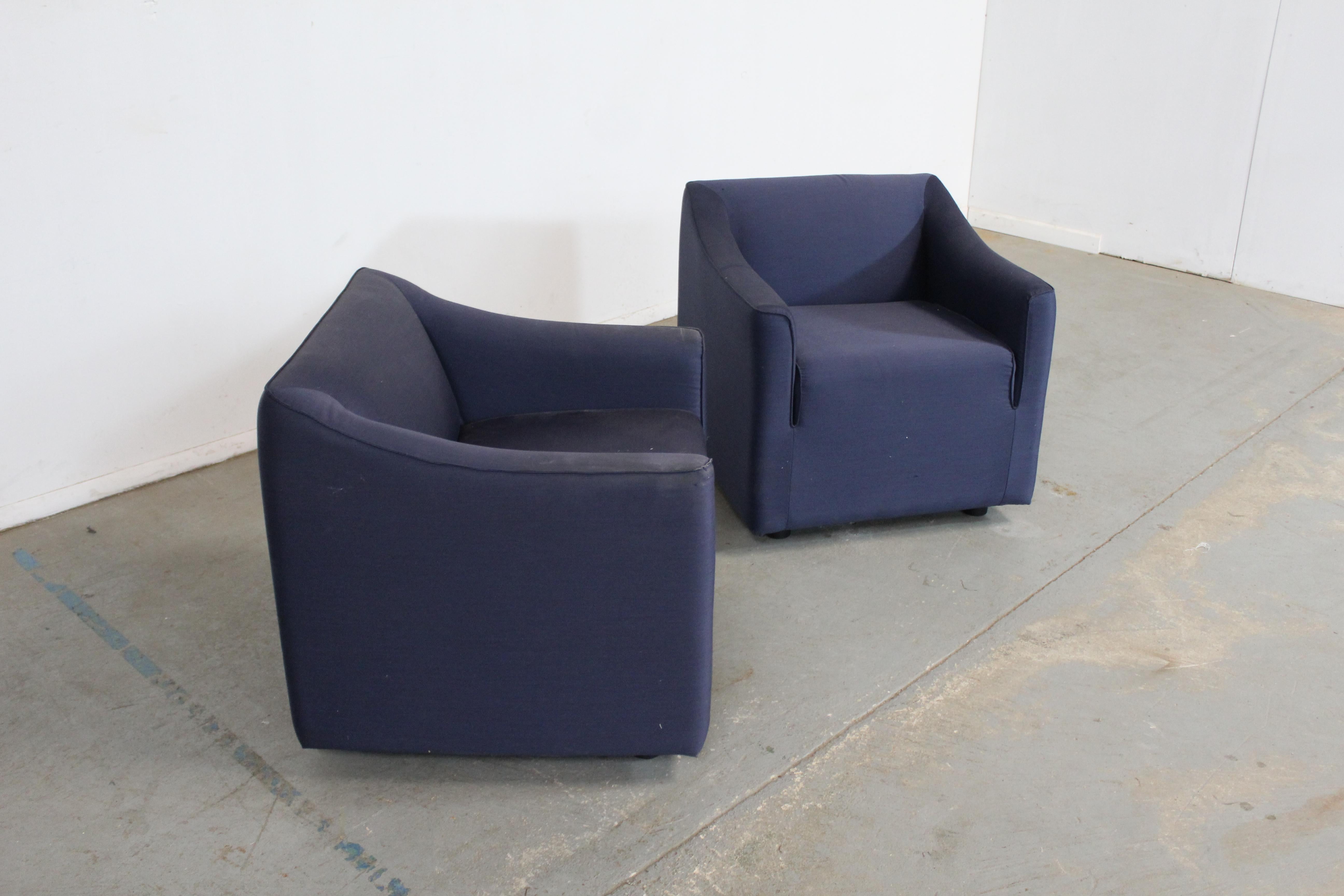 American Pair of Mid-Century Modern Cube Club Chairs