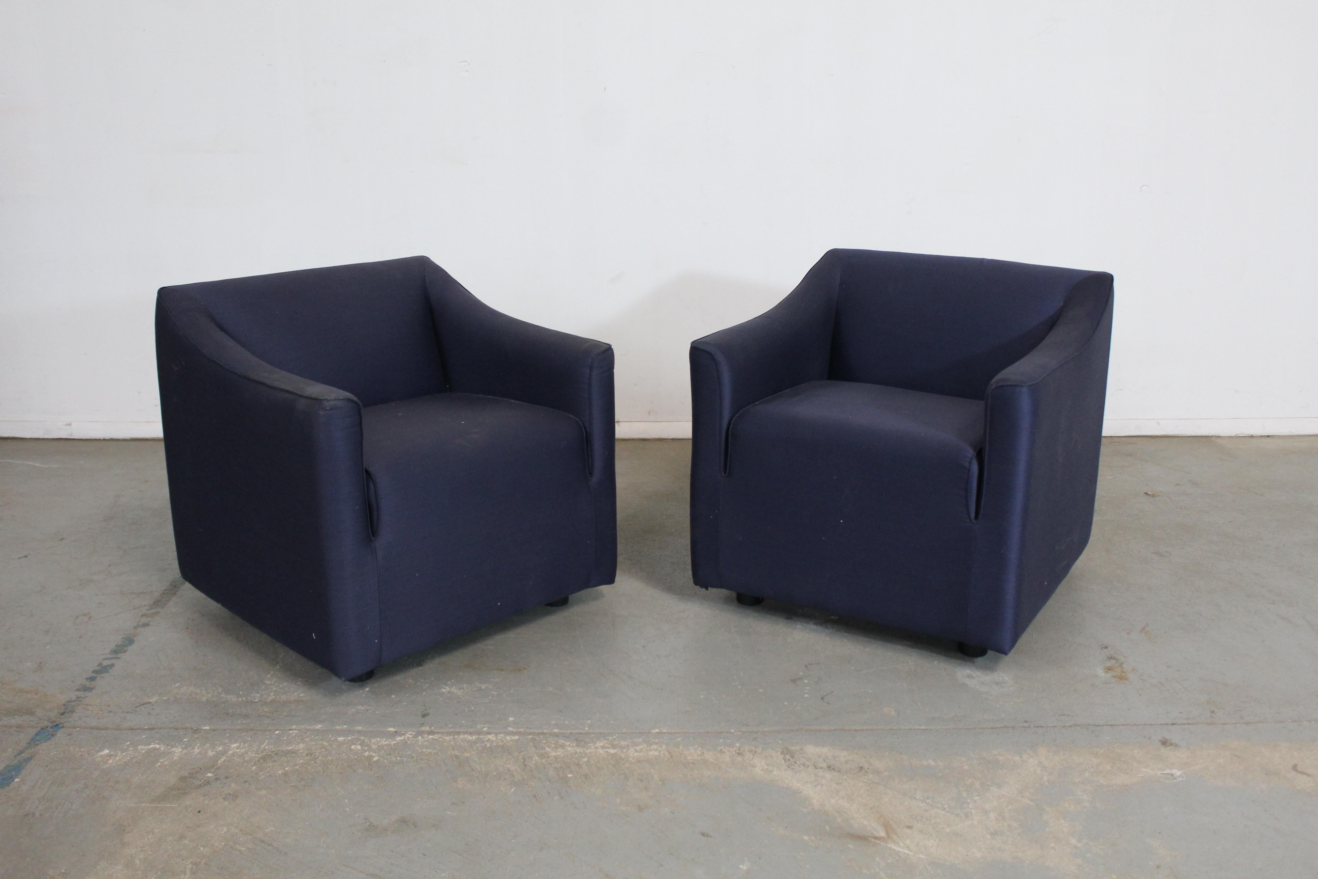 Late 20th Century Pair of Mid-Century Modern Cube Club Chairs
