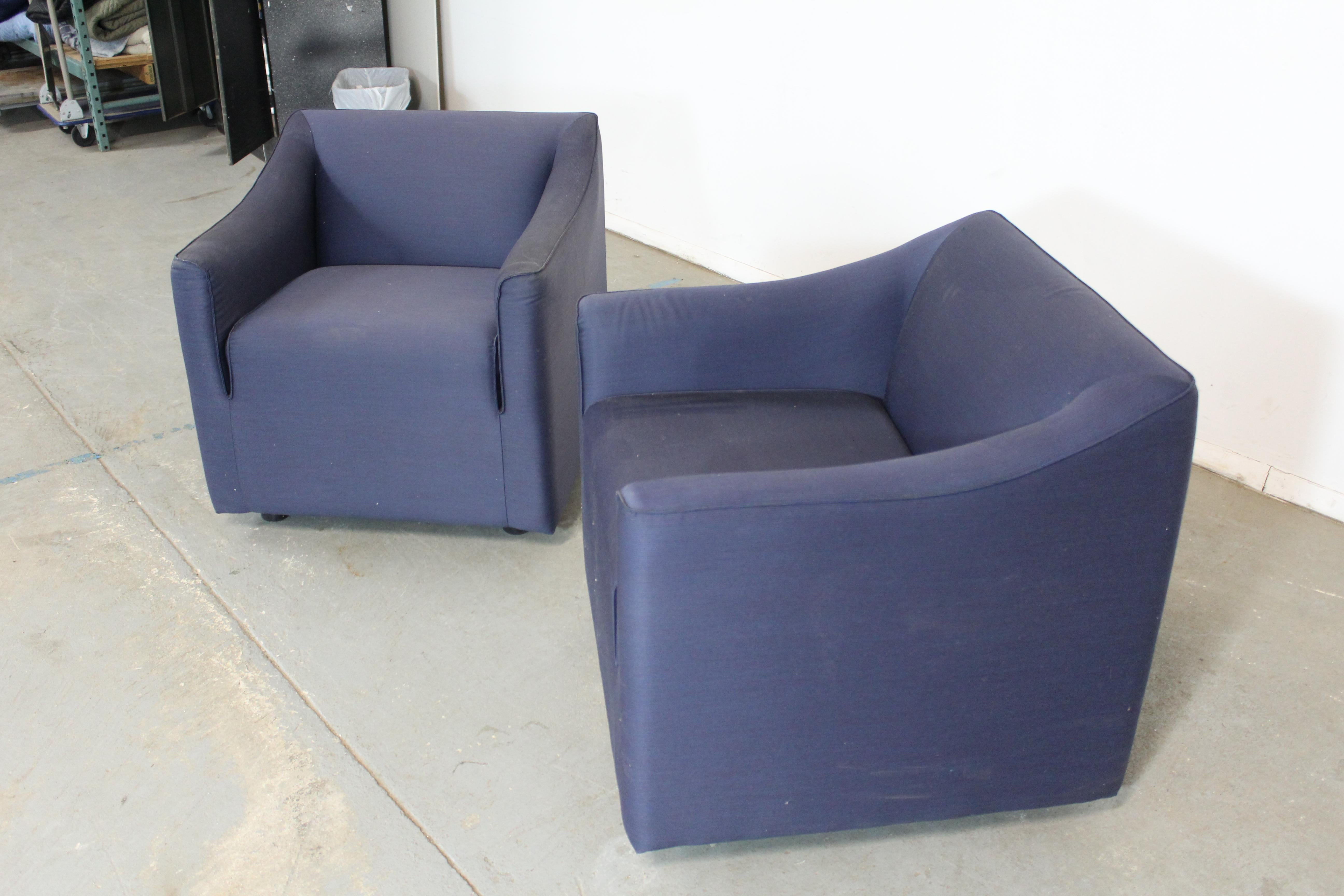Upholstery Pair of Mid-Century Modern Cube Club Chairs