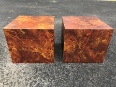 Pair of Mid-Century Modern Cube Tables in the Style of Paul Evans