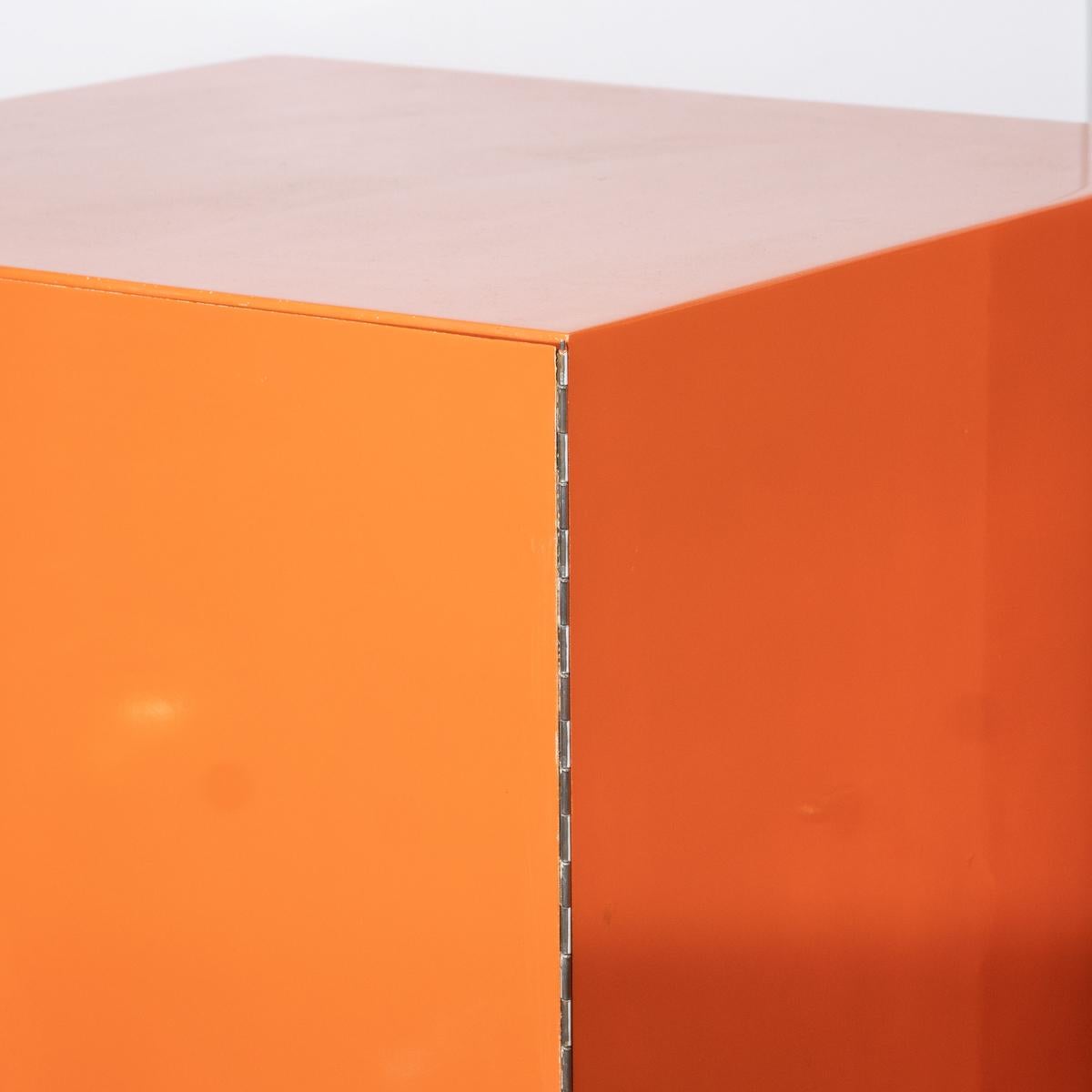 Pair of Mid-Century Modern Cubic Orange Cabinets For Sale 6