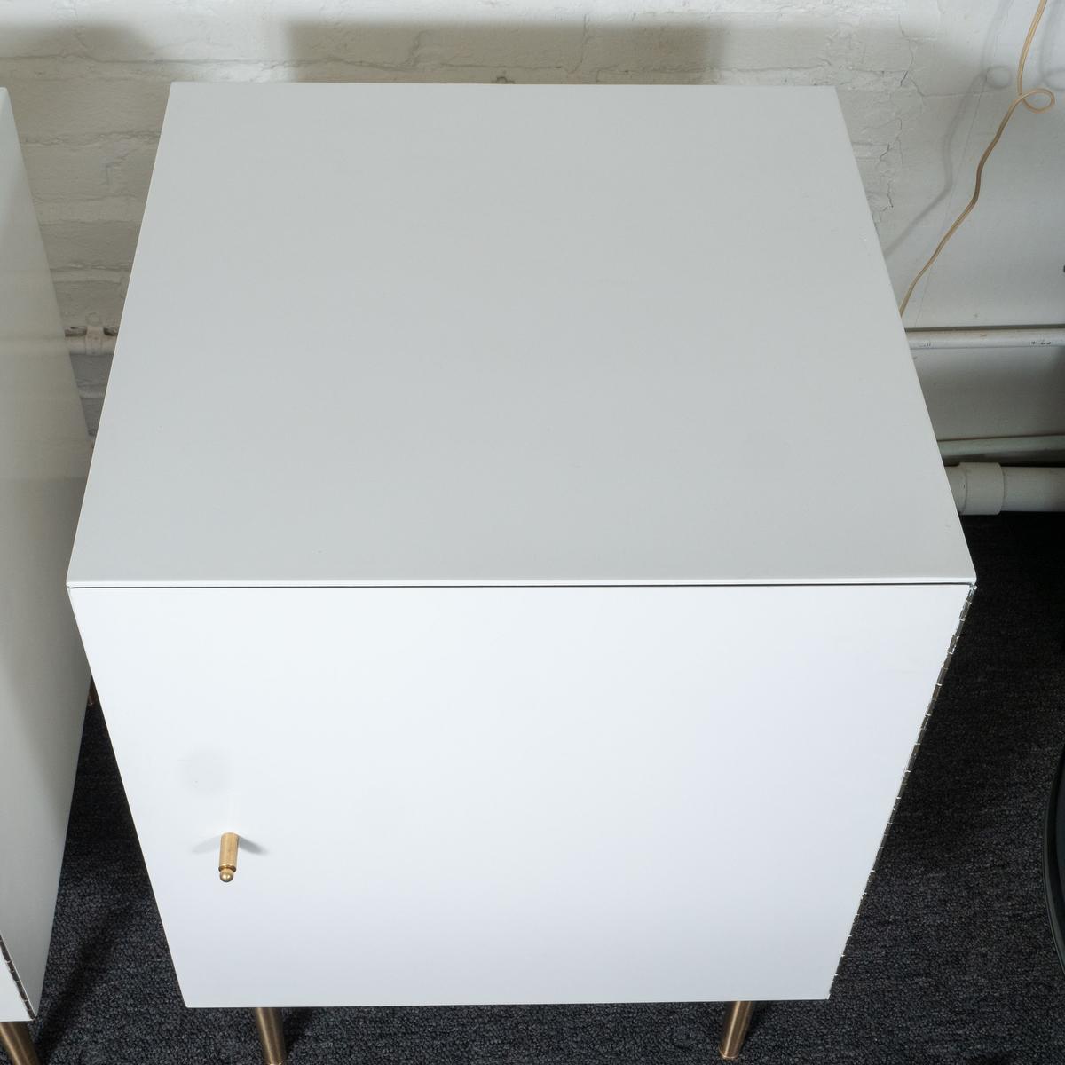 Pair of Mid-Century Modern Cubic White Cabinets For Sale 1