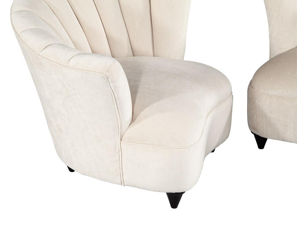 Pair of Mid-Century Modern Curved Channel Back Lounge Chairs For Sale 6