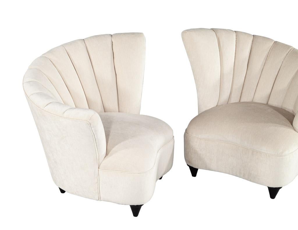Pair of Mid-Century Modern Curved Channel Back Lounge Chairs For Sale 7