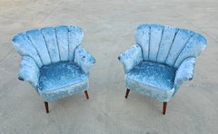 Pair of Mid Century Modern Curved Club or Lounge Chairs, Denmark 1950s