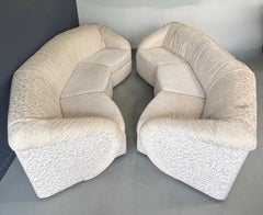 Pair of Mid-Century Modern Curved Sofas with Sculptural Arms by Carsons