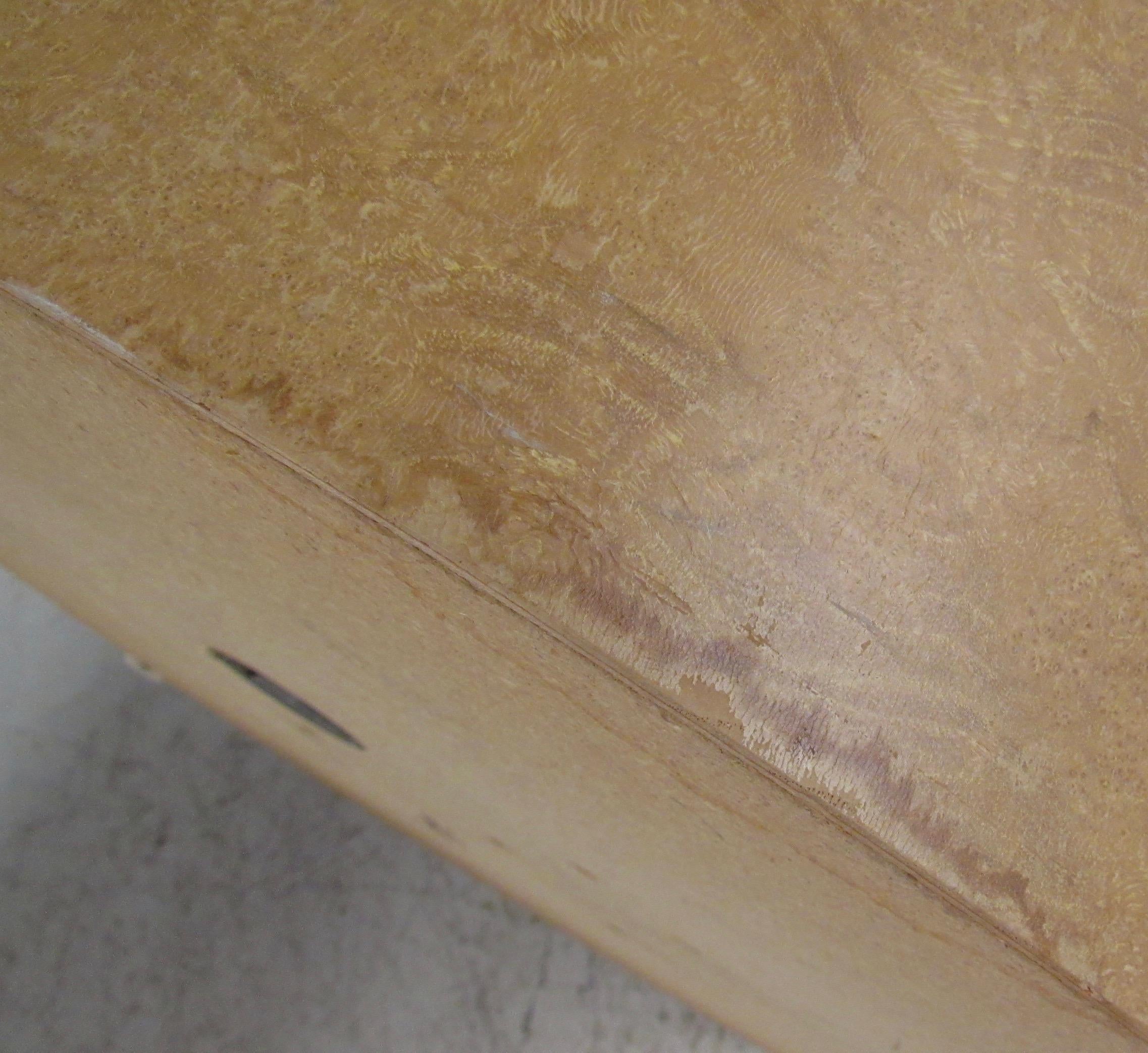 Pair of Mid-Century Cylinder End Tables in Burl Finish 6