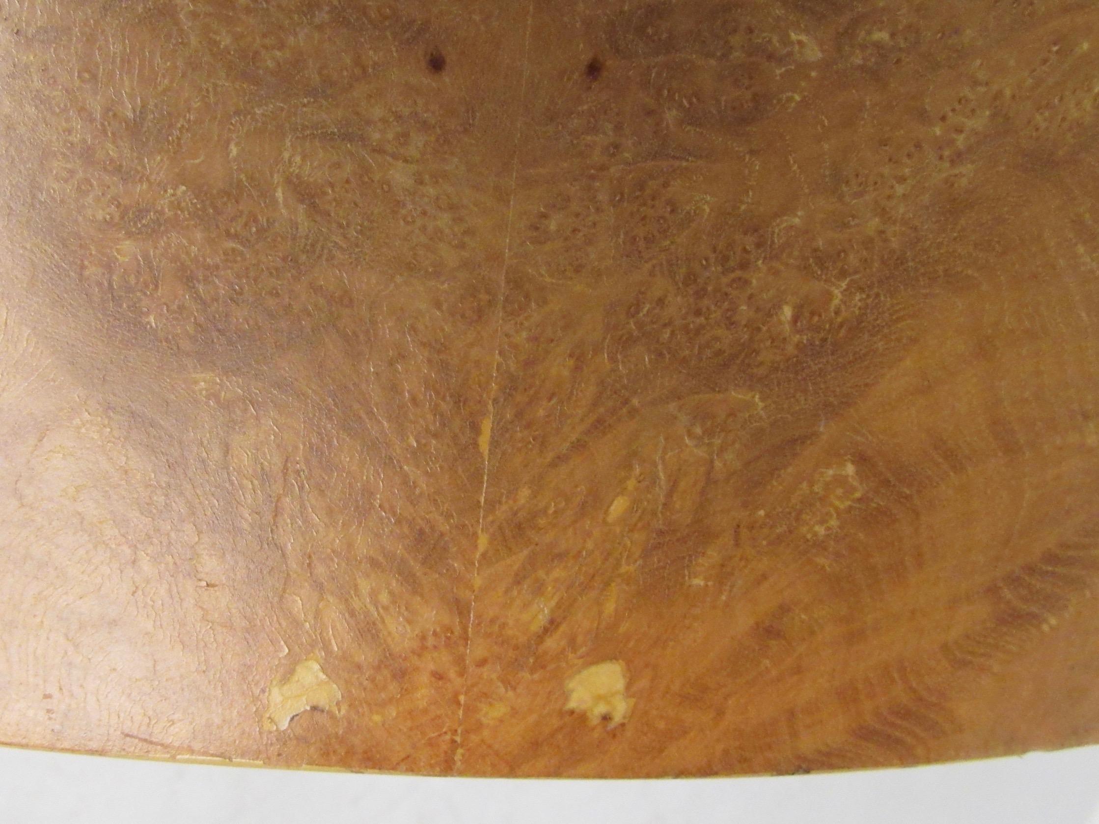 Pair of Mid-Century Cylinder End Tables in Burl Finish 2