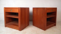 Pair of Mid-Century D-Scan Captain Line Teak Nightstands