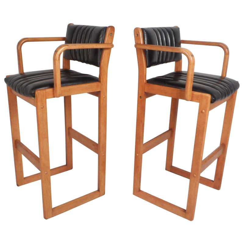 Mid Century Pair Heavy Coil Spring Bar Stools Pair Industrial Steam ...