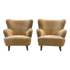 Pair of Mid-Century Modern Danish Cabinet Maker Lounge, Club or Wingback Chairs