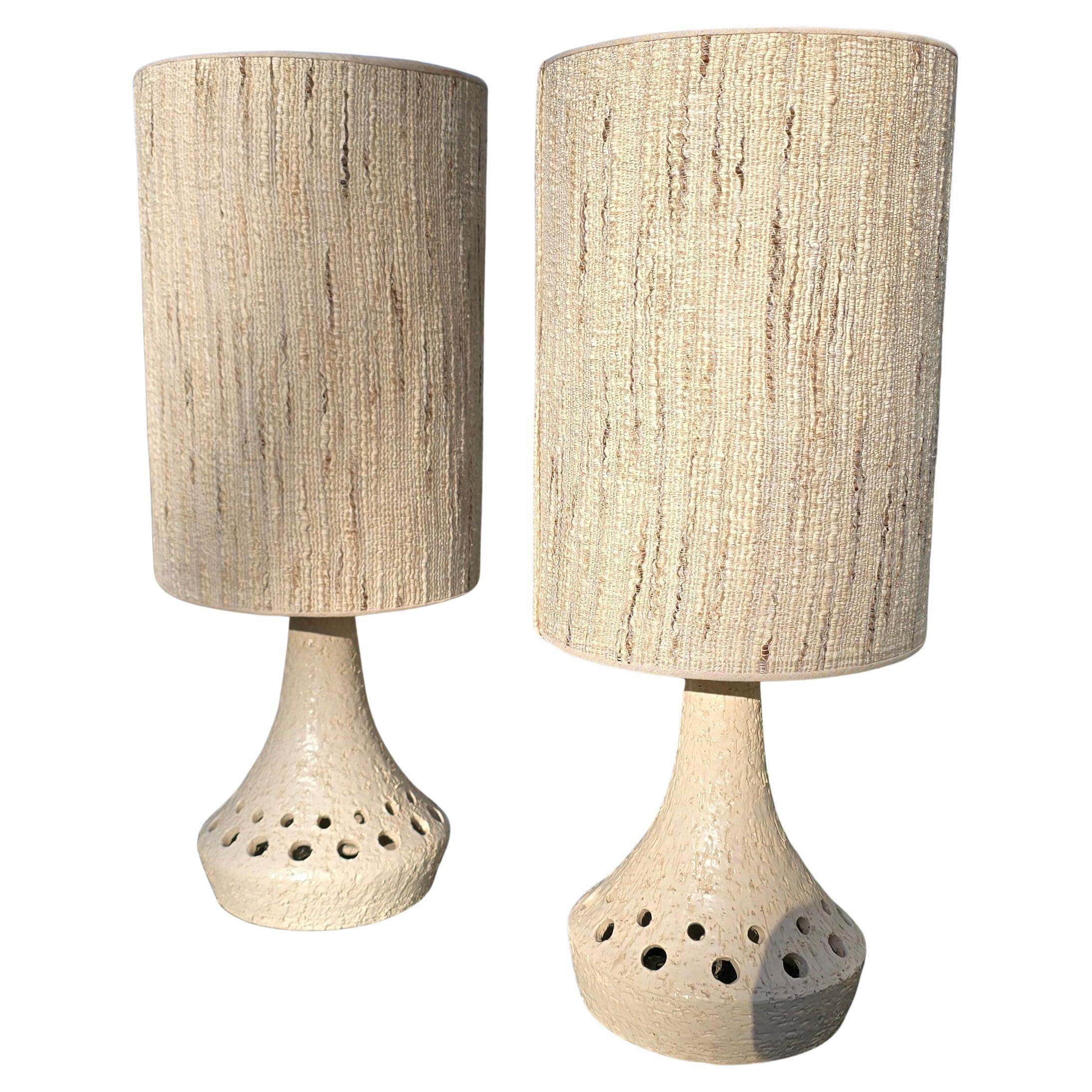 Pair of Mid-Century Modern Danish Ceramic Table Lamps For Sale 1