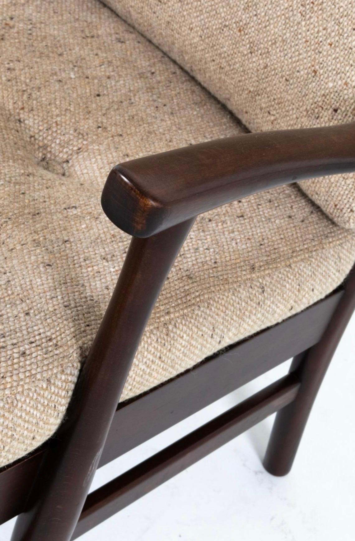 Scandinavian Modern Pair of Mid Century Modern Danish Farstrup Lounge Chairs with Wool Tweed Fabric