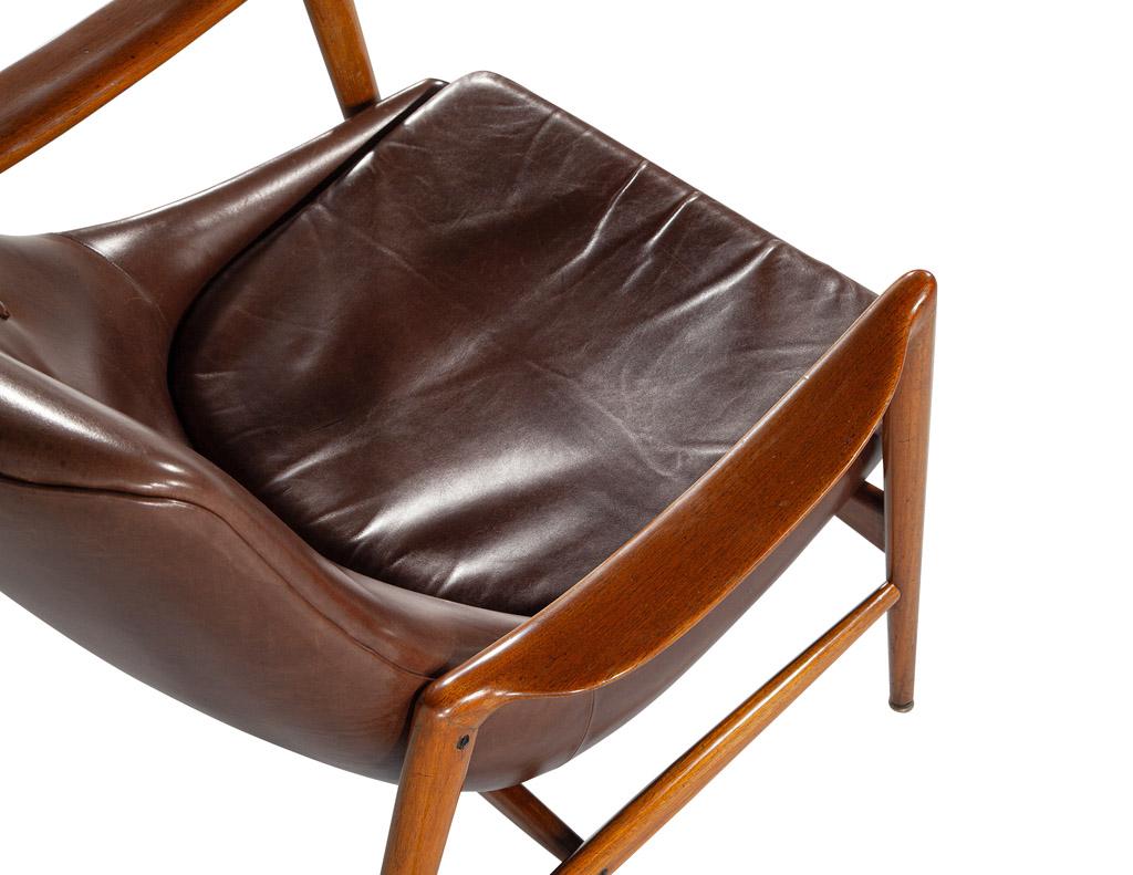 Pair of Mid-Century Modern Danish Leather Arm Chairs For Sale 12