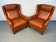 Pair of Mid-Century Modern Danish Leather Chairs by Wiels Møbler
