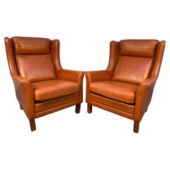 Pair of Mid-Century Modern Danish Leather Chairs by Wiels Møbler