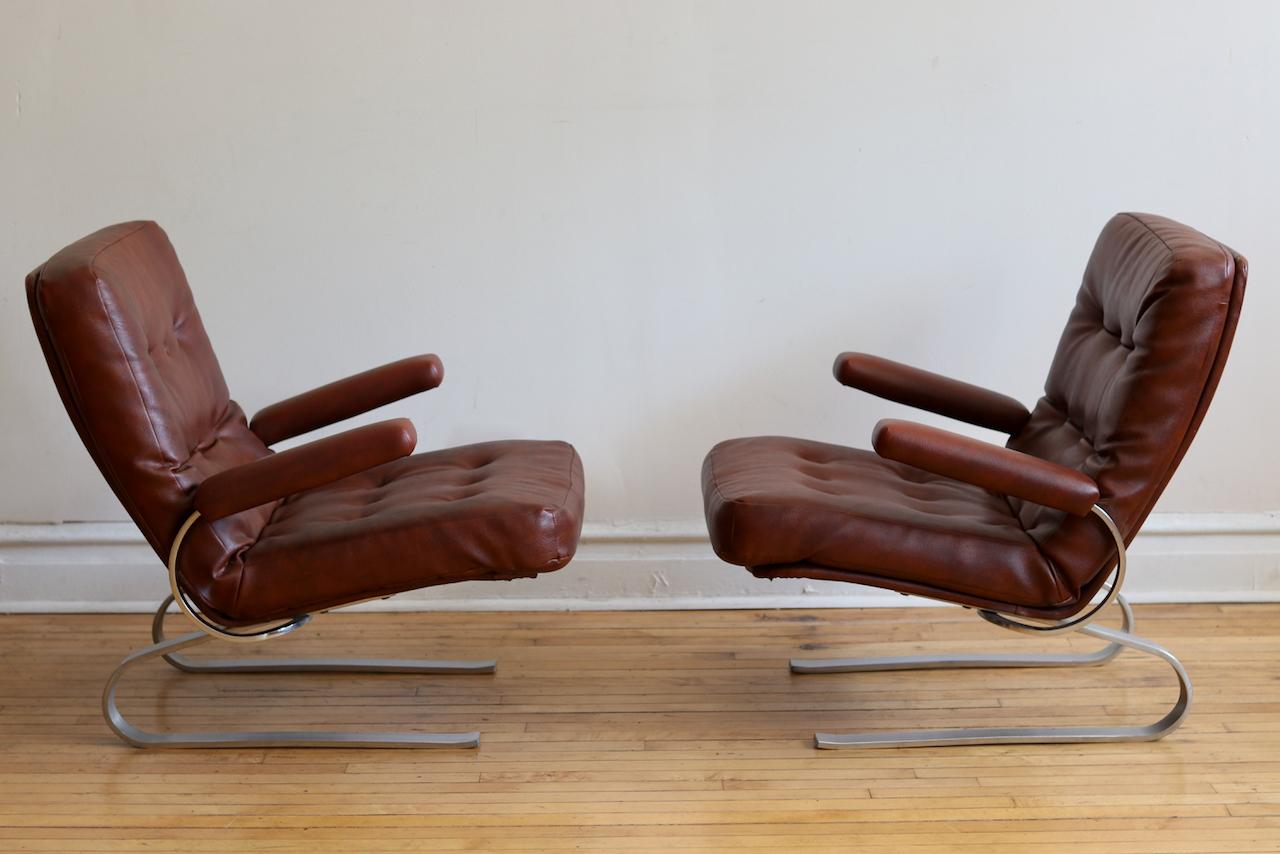 Pair of Mid-Century Modern Danish Leather Lounge Chairs 6