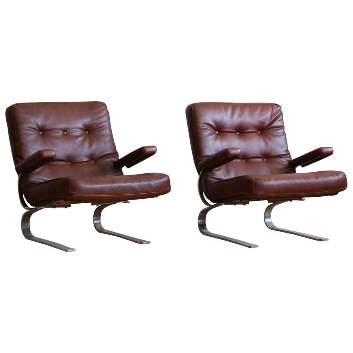 Pair of Mid-Century Modern Danish Leather Lounge Chairs