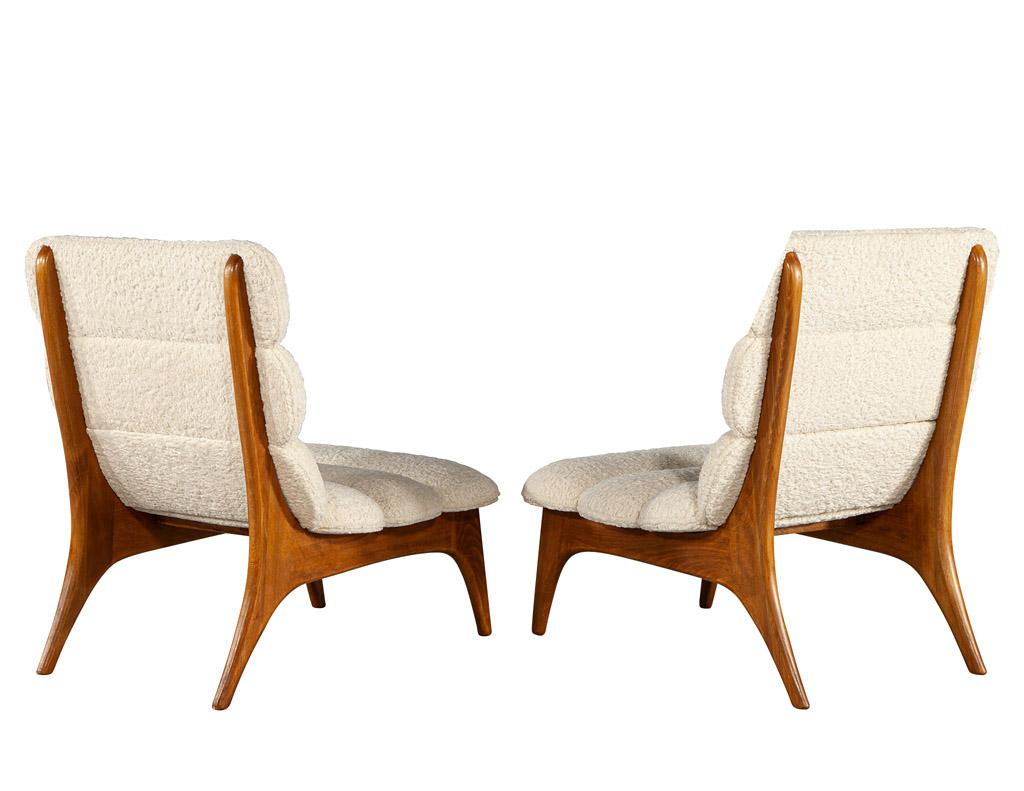 Bouclé Pair of Mid-Century Modern Danish Lounge Chairs in Boucle Fabric For Sale