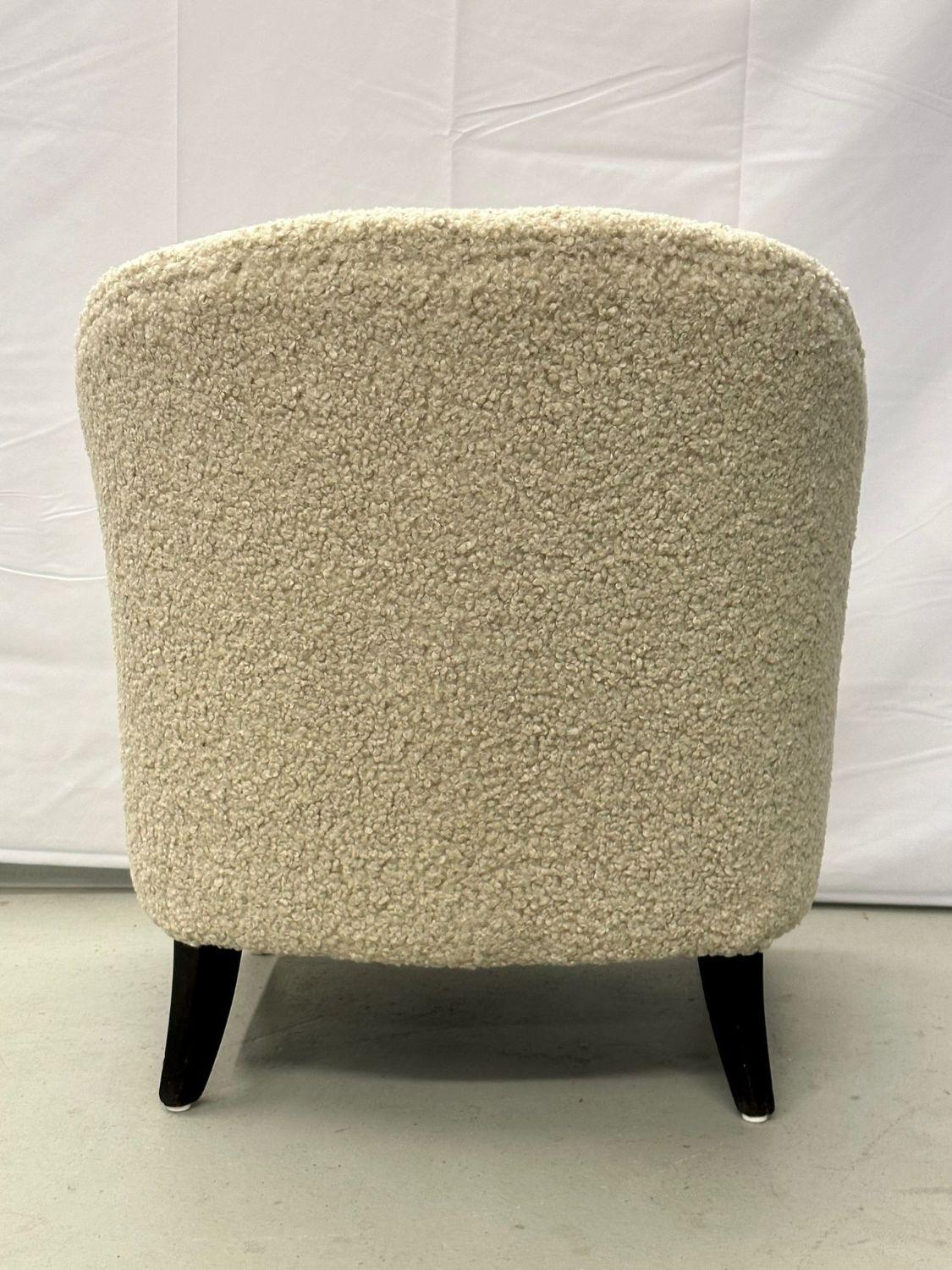 Pair of Mid-Century Modern Danish Lounge / Club / Barrel Chairs, Boucle, 1950s 5