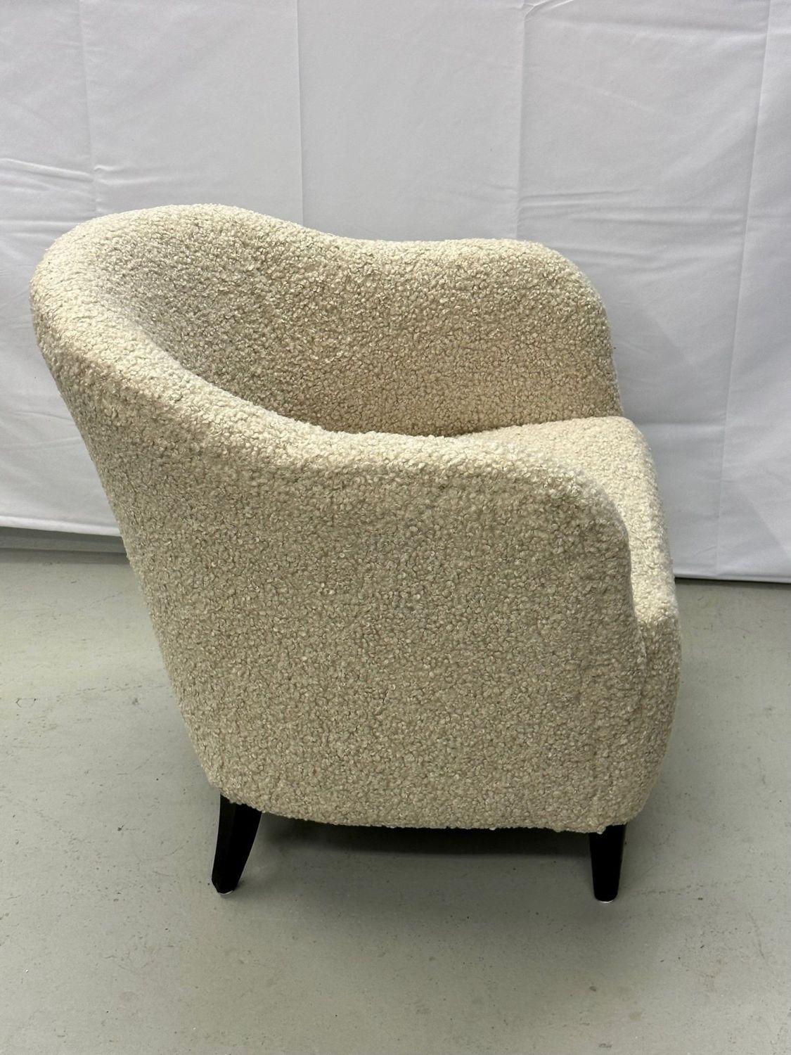 Pair of Mid-Century Modern Danish Lounge / Club / Barrel Chairs, Boucle, 1950s 6