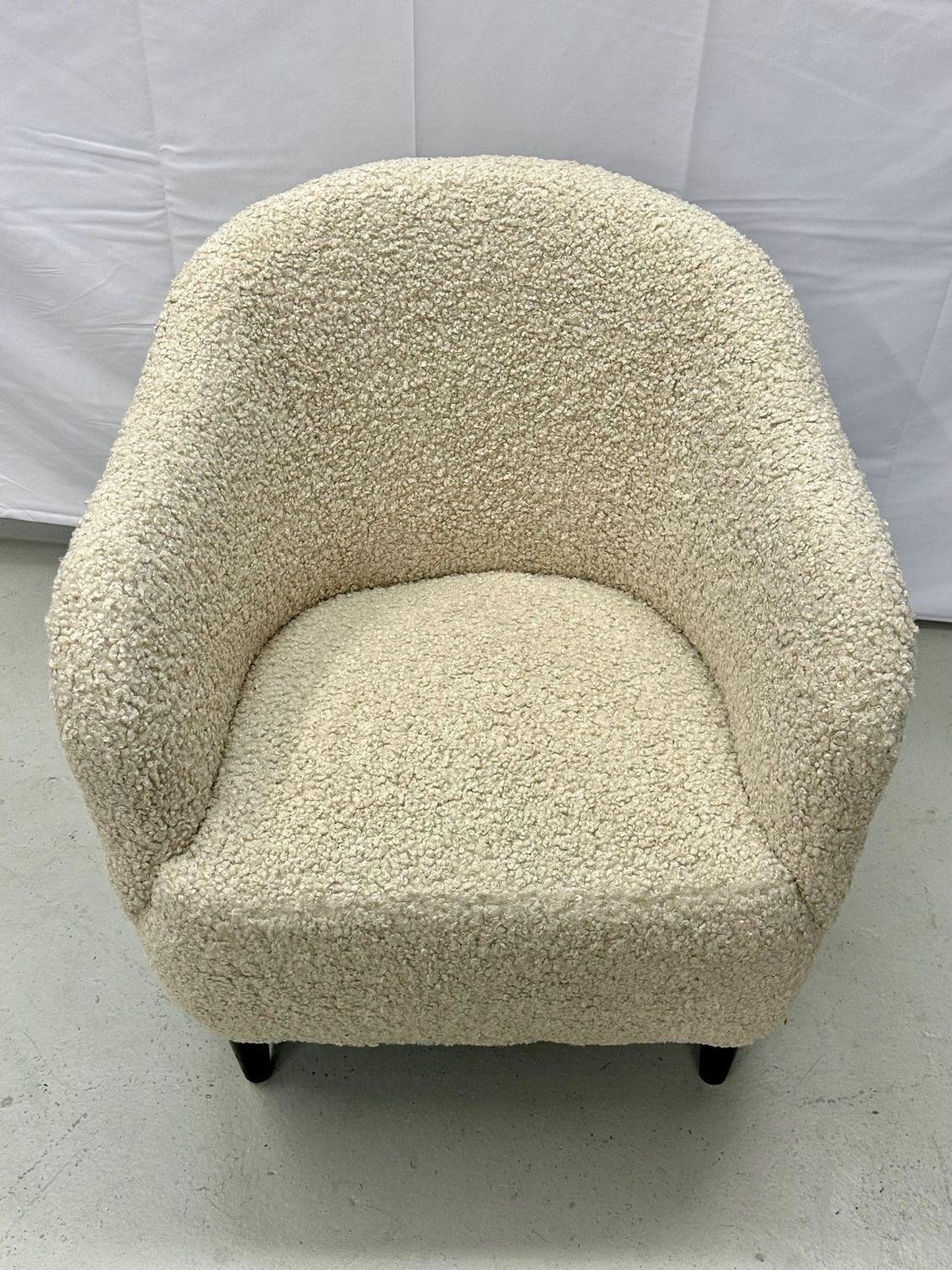 Pair of Mid-Century Modern Danish Lounge / Club / Barrel Chairs, Boucle, 1950s 8