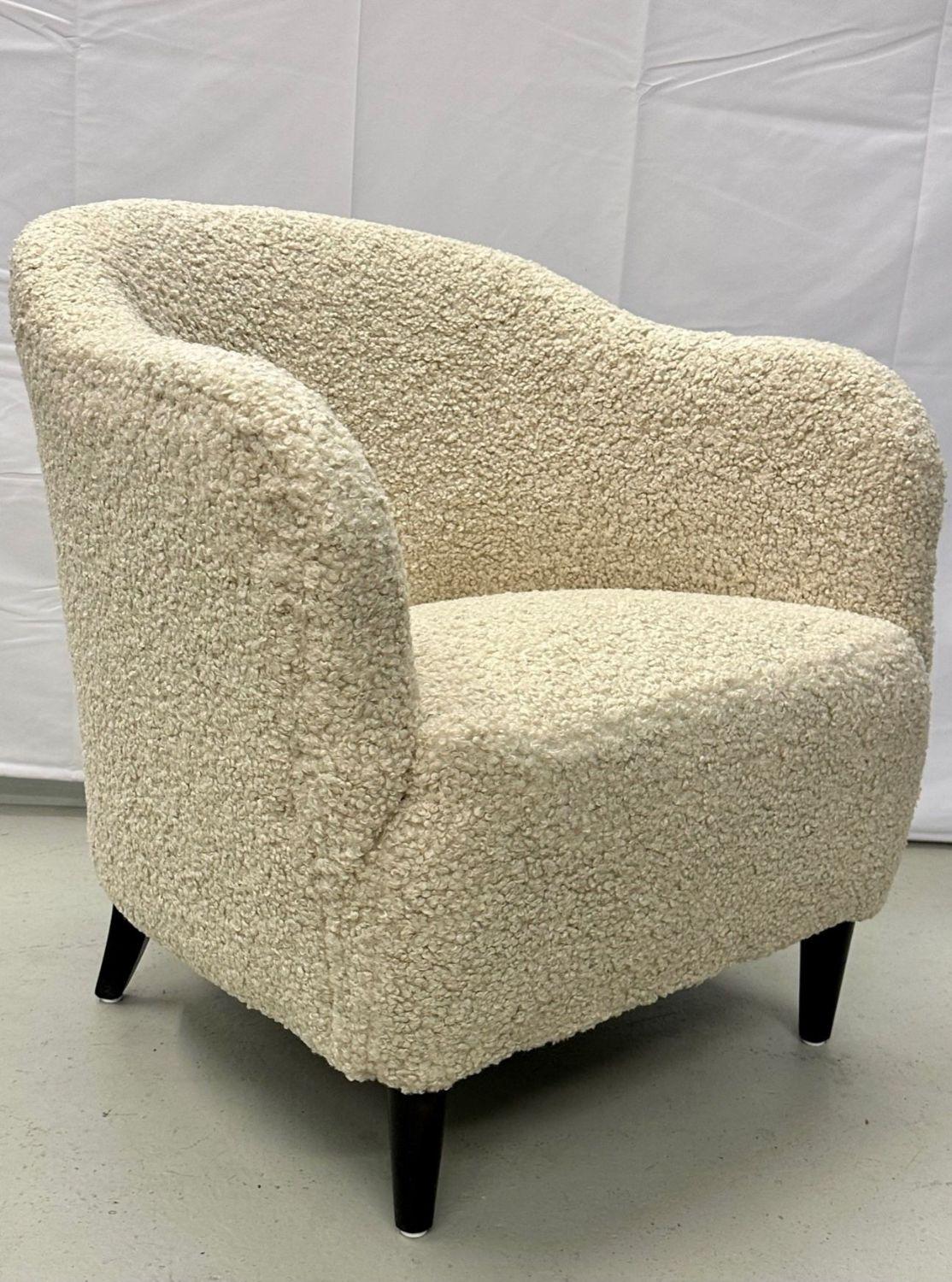 Pair of Mid-Century Modern Danish Lounge / Club / Barrel Chairs, Boucle, 1950s 11