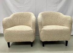 Pair of Mid-Century Modern Danish Lounge / Club / Barrel Chairs, Boucle, 1950s