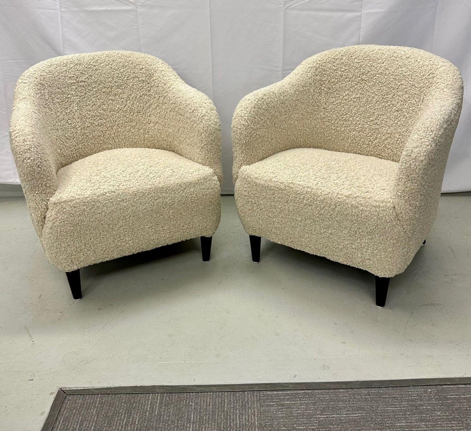 Bouclé Pair of Mid-Century Modern Danish Lounge / Club / Barrel Chairs, Boucle, 1950s