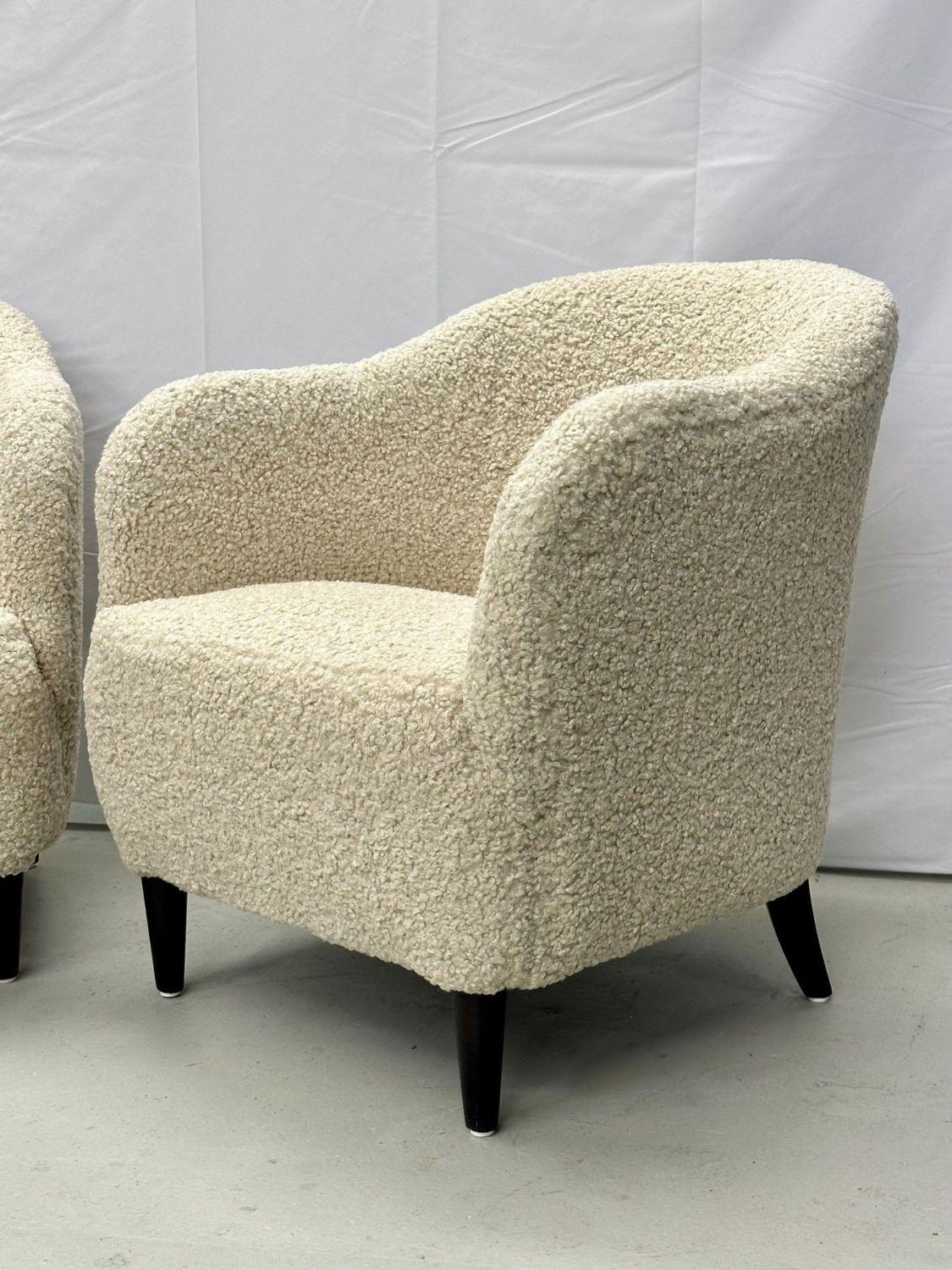 Pair of Mid-Century Modern Danish Lounge / Club / Barrel Chairs, Boucle, 1950s 2