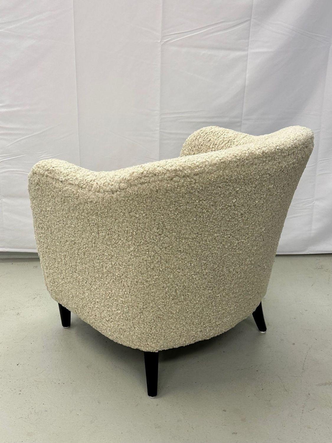 Pair of Mid-Century Modern Danish Lounge / Club / Barrel Chairs, Boucle, 1950s 3