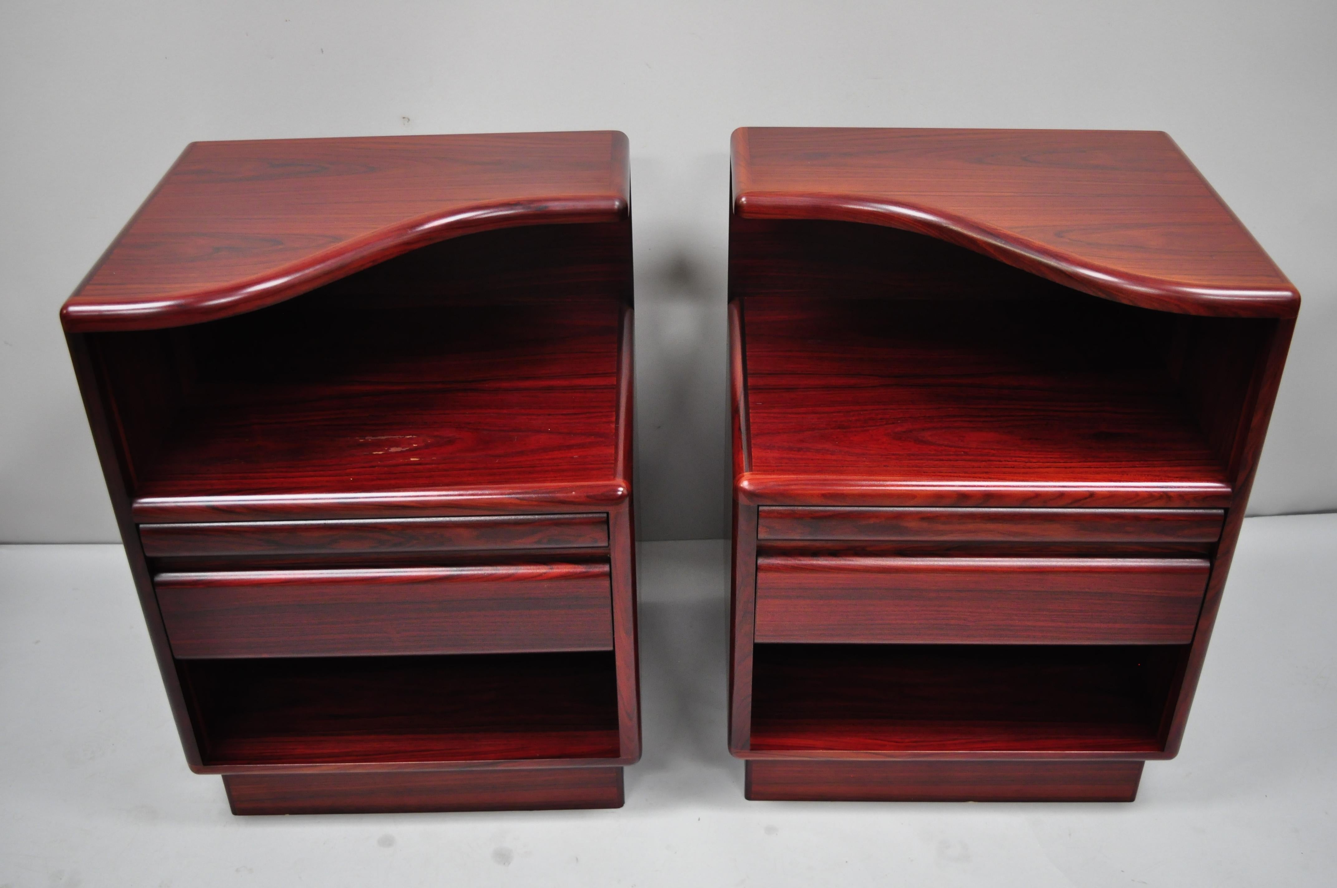 Pair of Mid-Century Modern Danish Modern Rosewood Nightstands Tables by Mobican 6