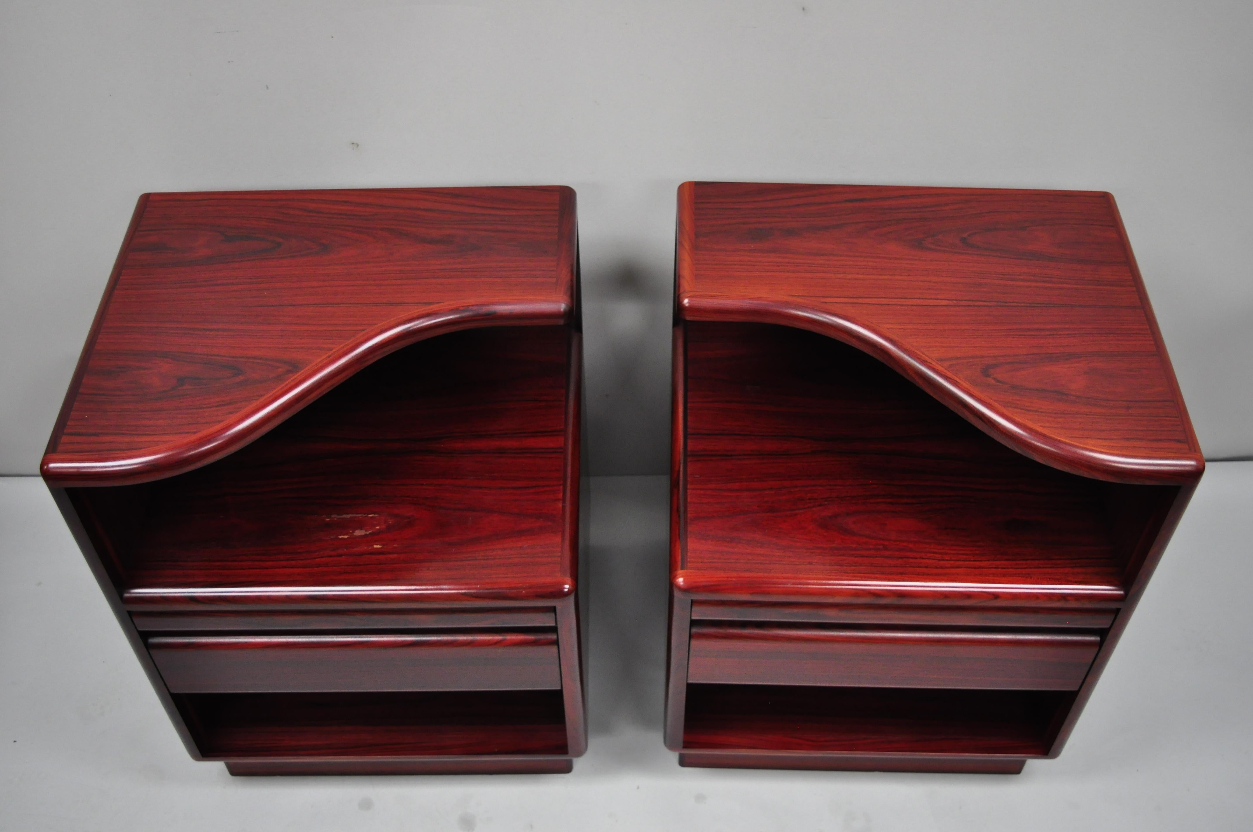Canadian Pair of Mid-Century Modern Danish Modern Rosewood Nightstands Tables by Mobican