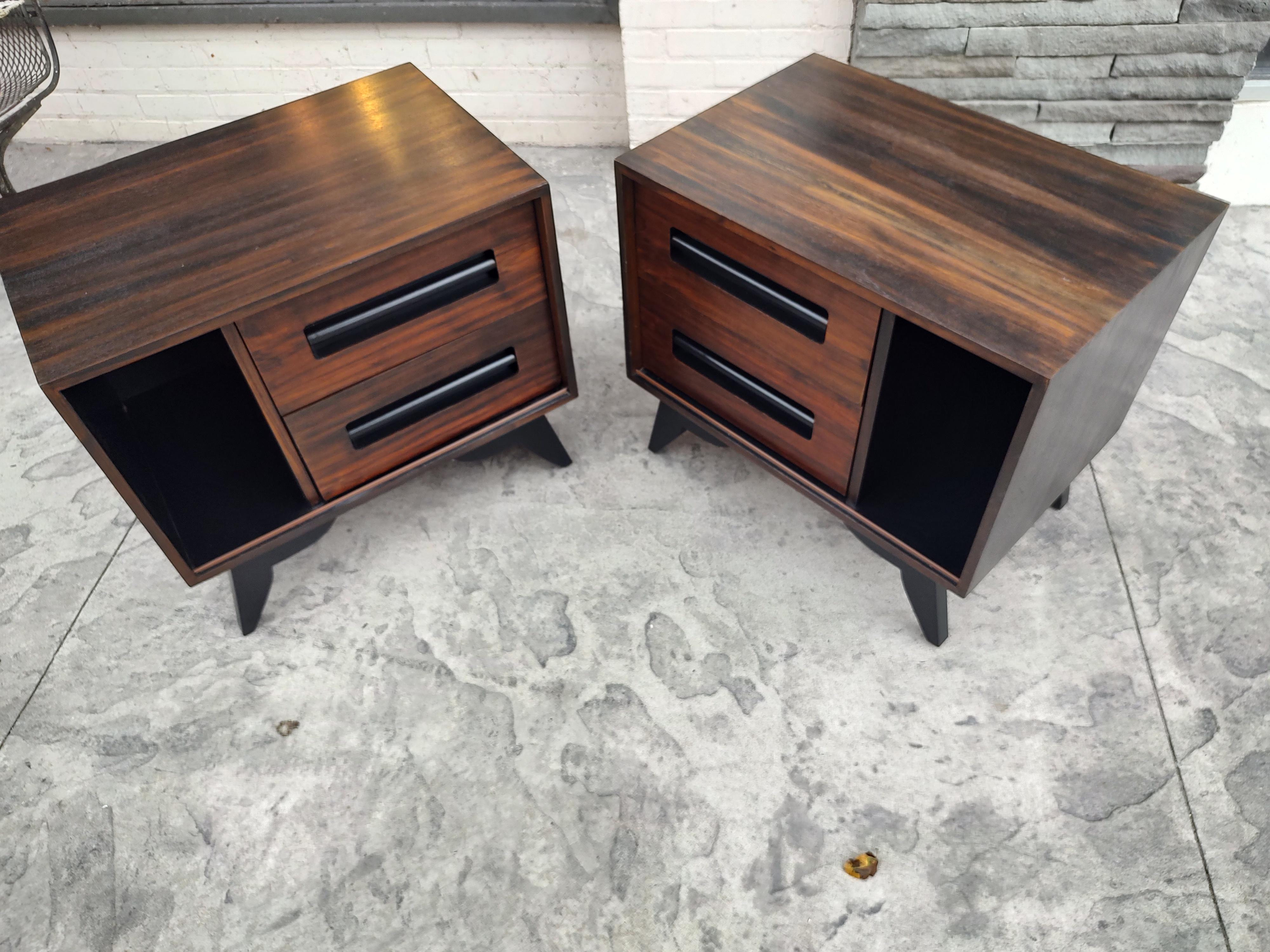 Pair of Mid-Century Modern Danish Rosewood & Black Lacquer Nightstands C1970 For Sale 8