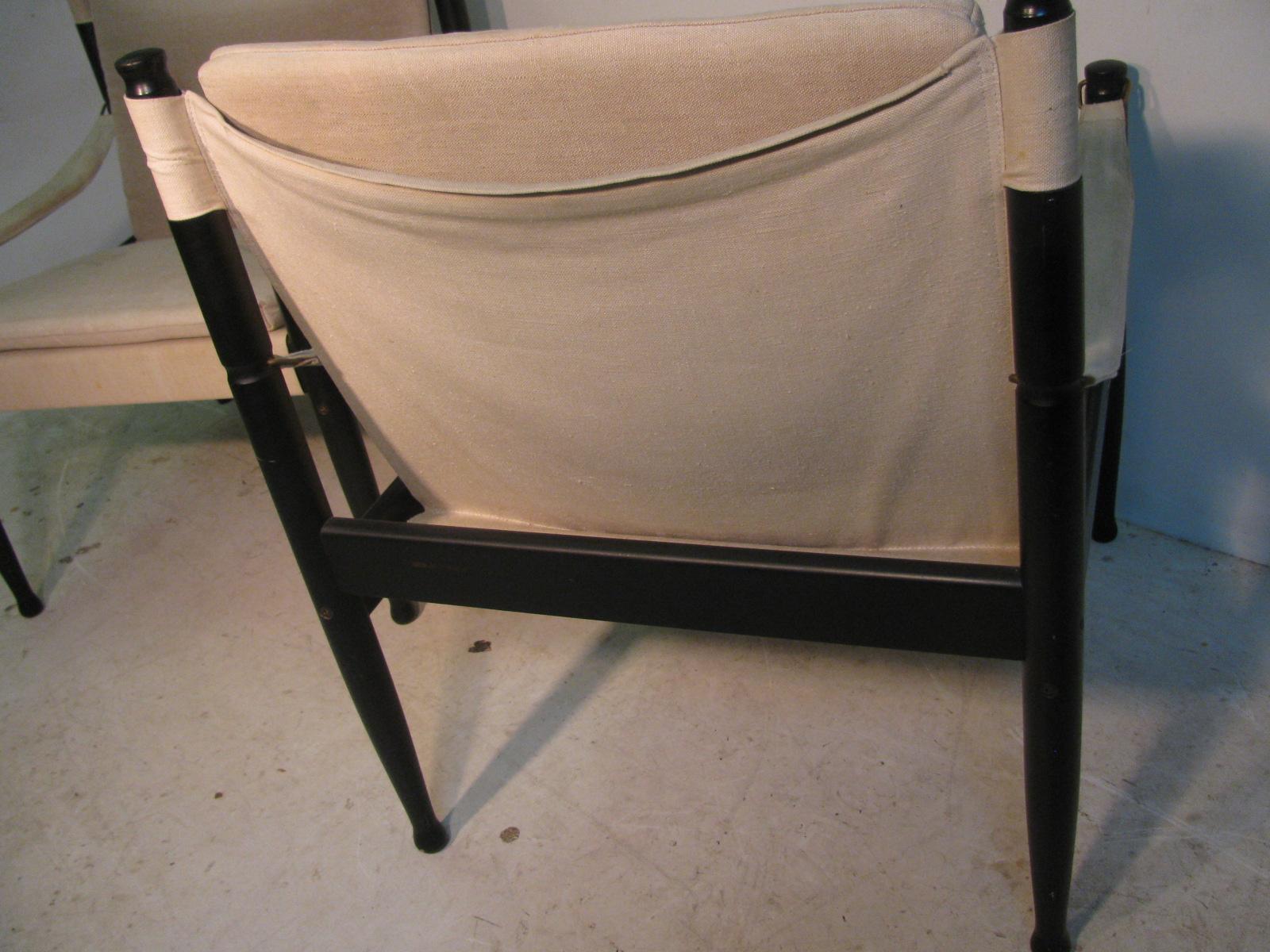 Paire de chaises longues de campagne Safari danoises modernes du milieu du siècle par Erik Worts en vente 5