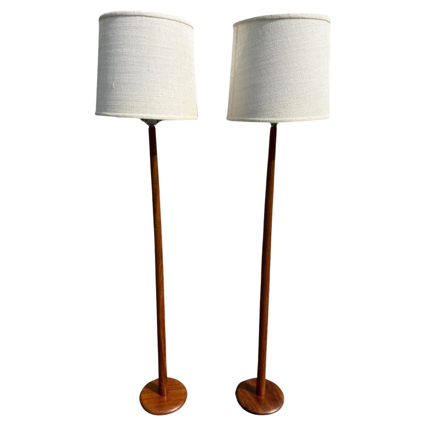 (One) Mid-Century Modern Danish Solid Teak Floor Lamp Lights, Denmark For Sale