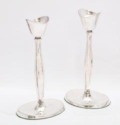Pair of Mid-Century Modern Danish Sterling Silver Candlesticks by Cohr
