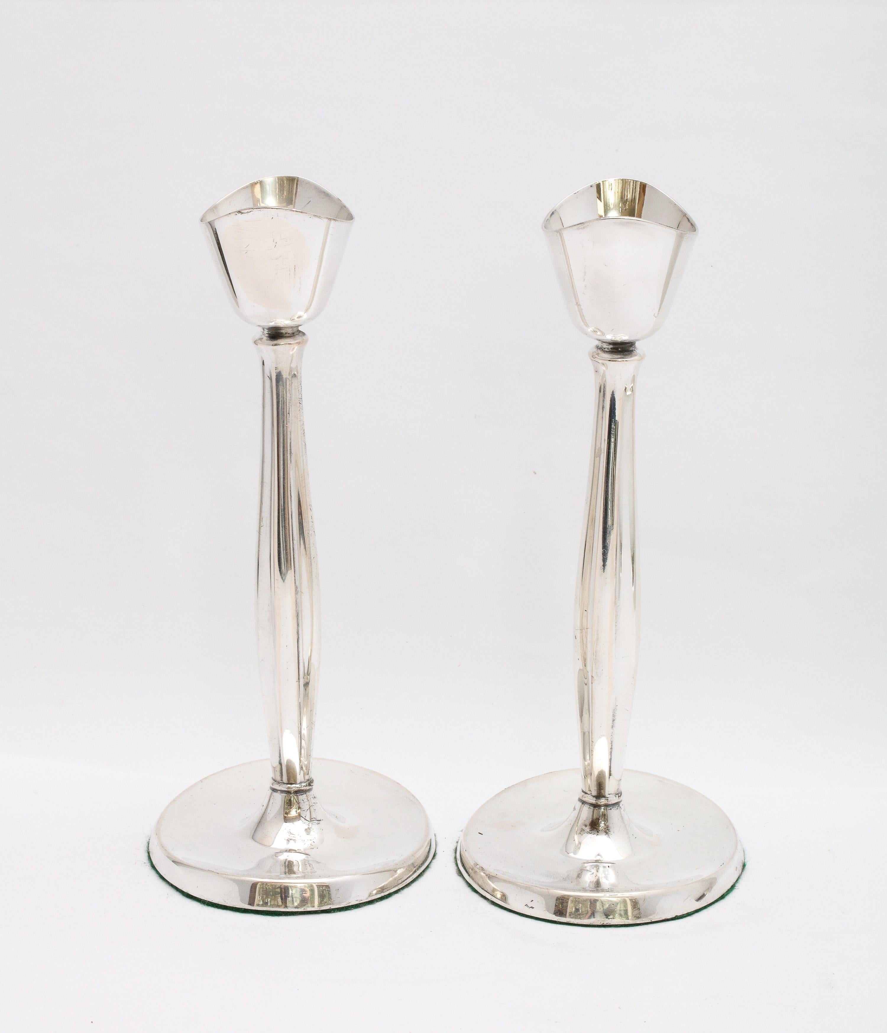 Pair of Mid-Century Modern Danish Sterling Silver Candlesticks by Cohr For Sale 4