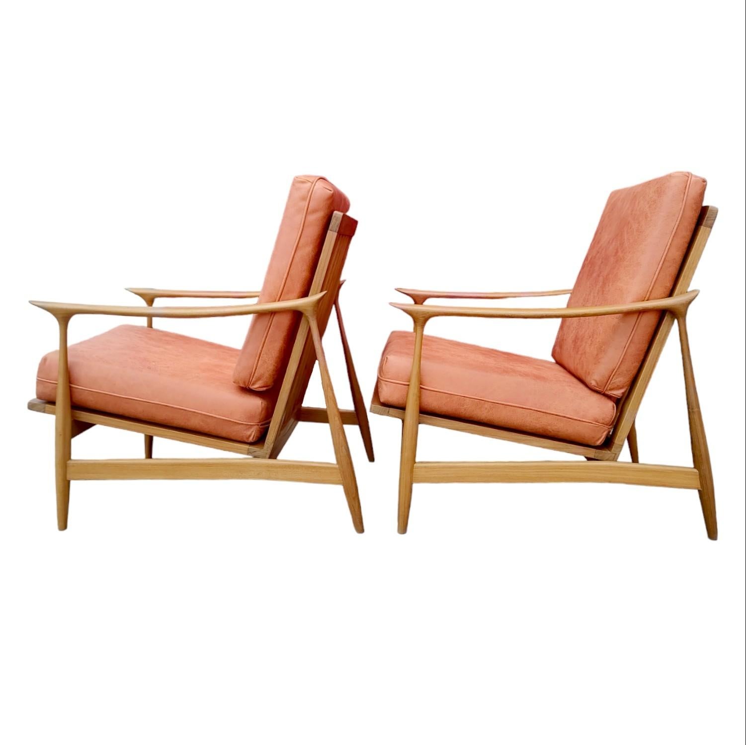 20th Century Pair of Mid-Century Modern Danish Style Arm Chairs