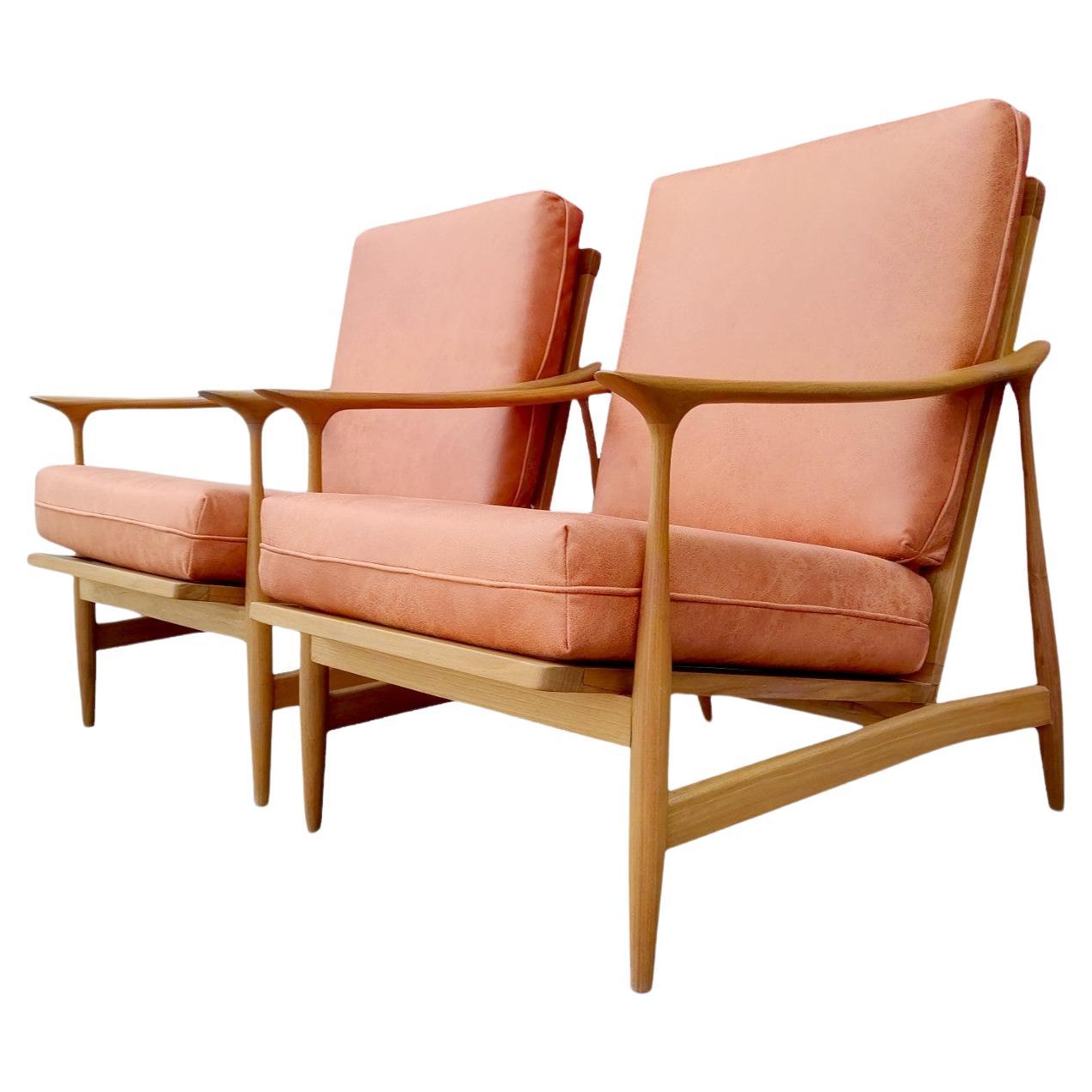 Pair of Mid-Century Modern Danish Style Arm Chairs