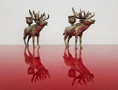 Pair of Mid Century Modern Deer shaped candle holders, Italy 1960s