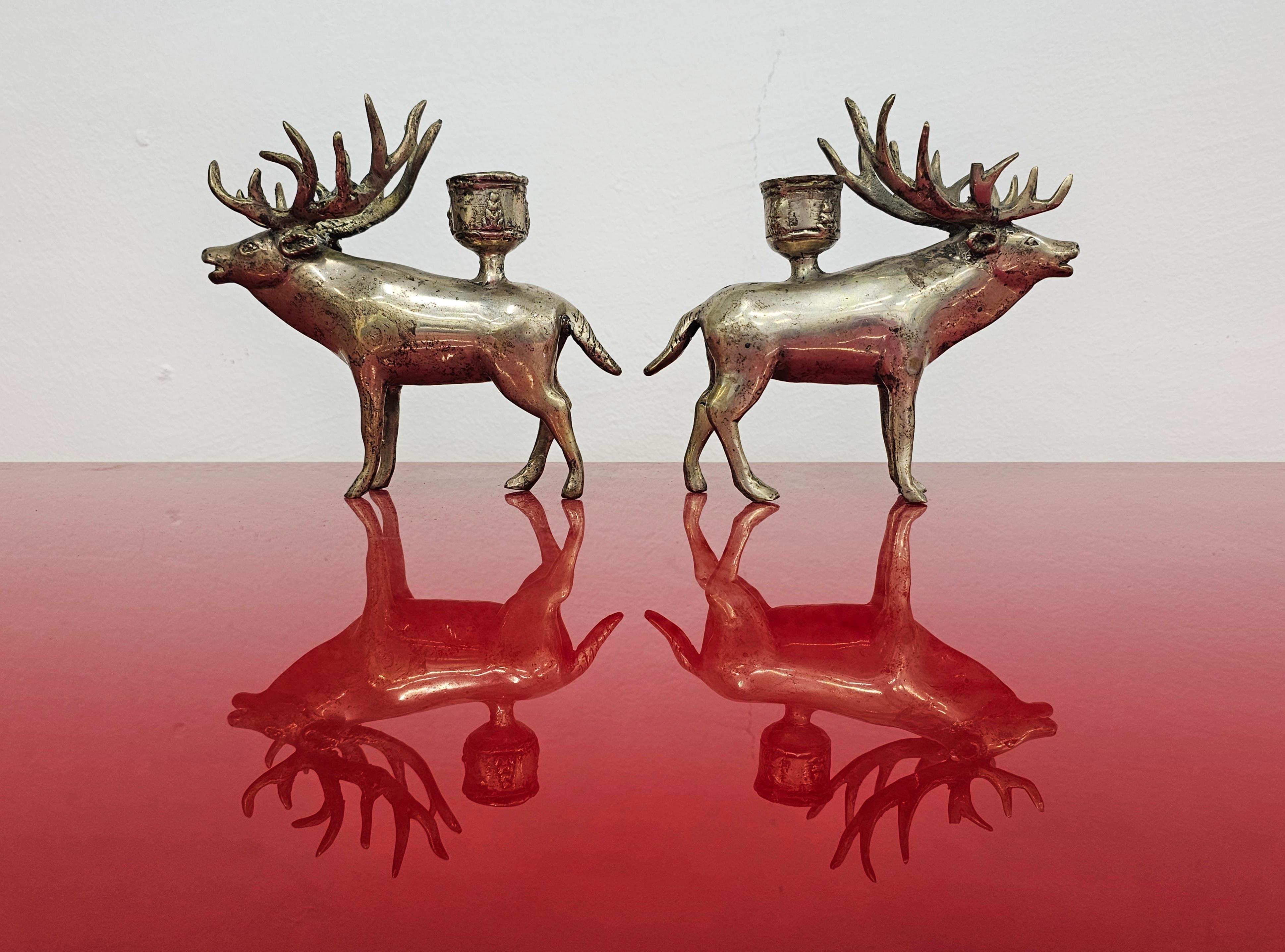 Pair of Mid Century Modern Deer shaped candle holders, Italy 1960s