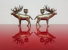 Pair of Mid Century Modern Deer shaped candle holders, Italy 1960s
