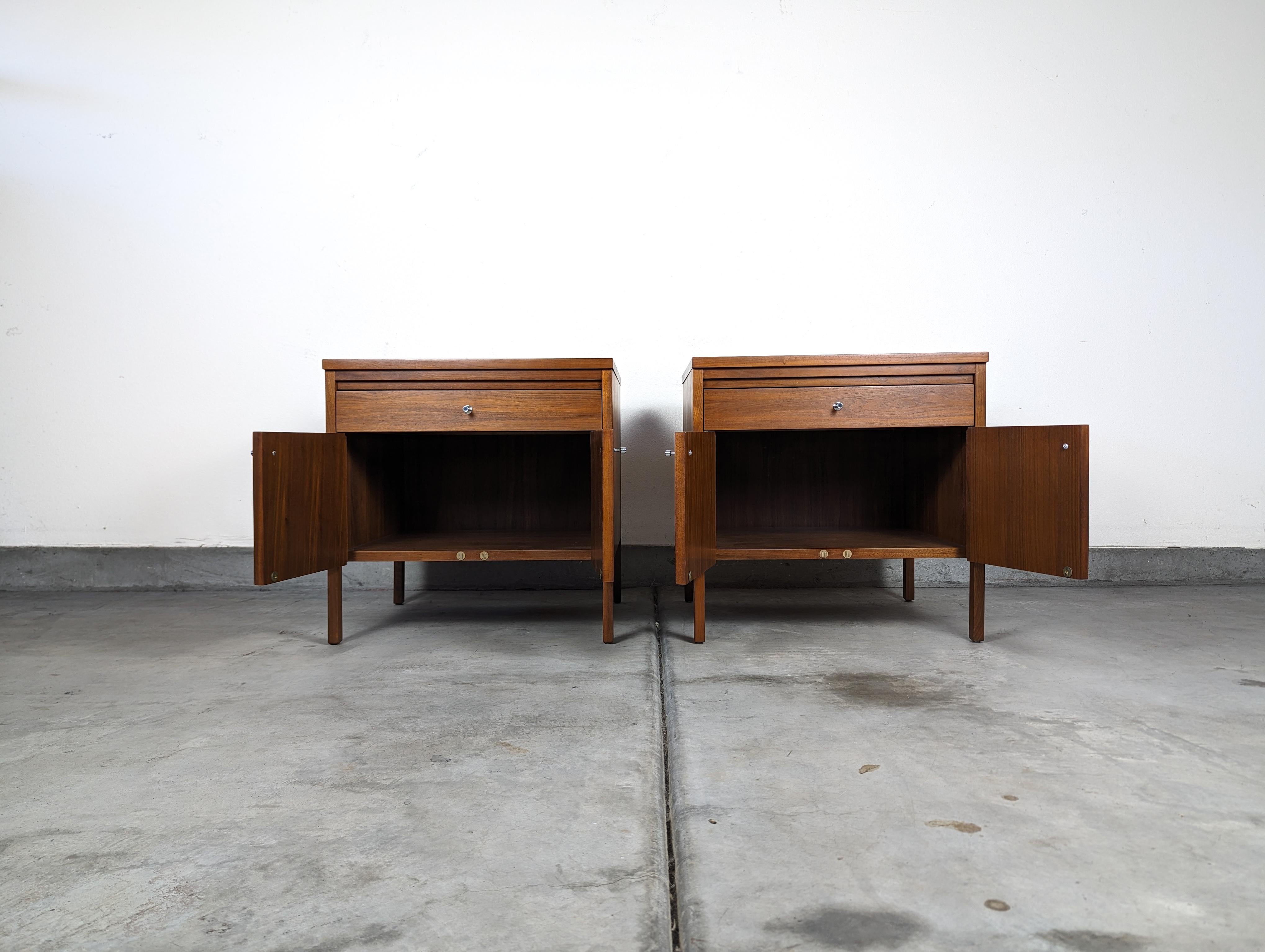 Chrome Pair of Mid Century Modern Delineator Nightstands by Paul McCobb for Lane, c1960 For Sale