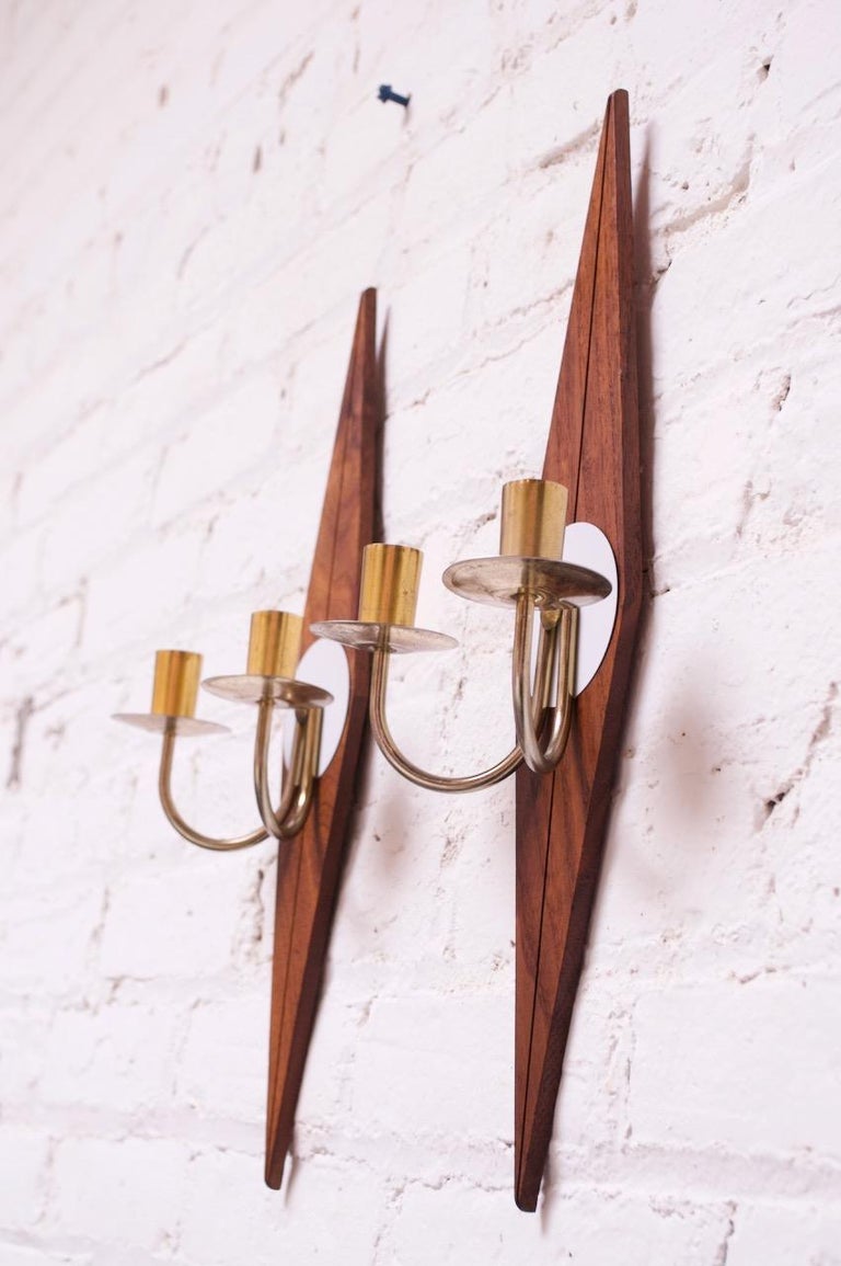 Pair of MidCentury Modern "Diamond" Candle Wall Sconces