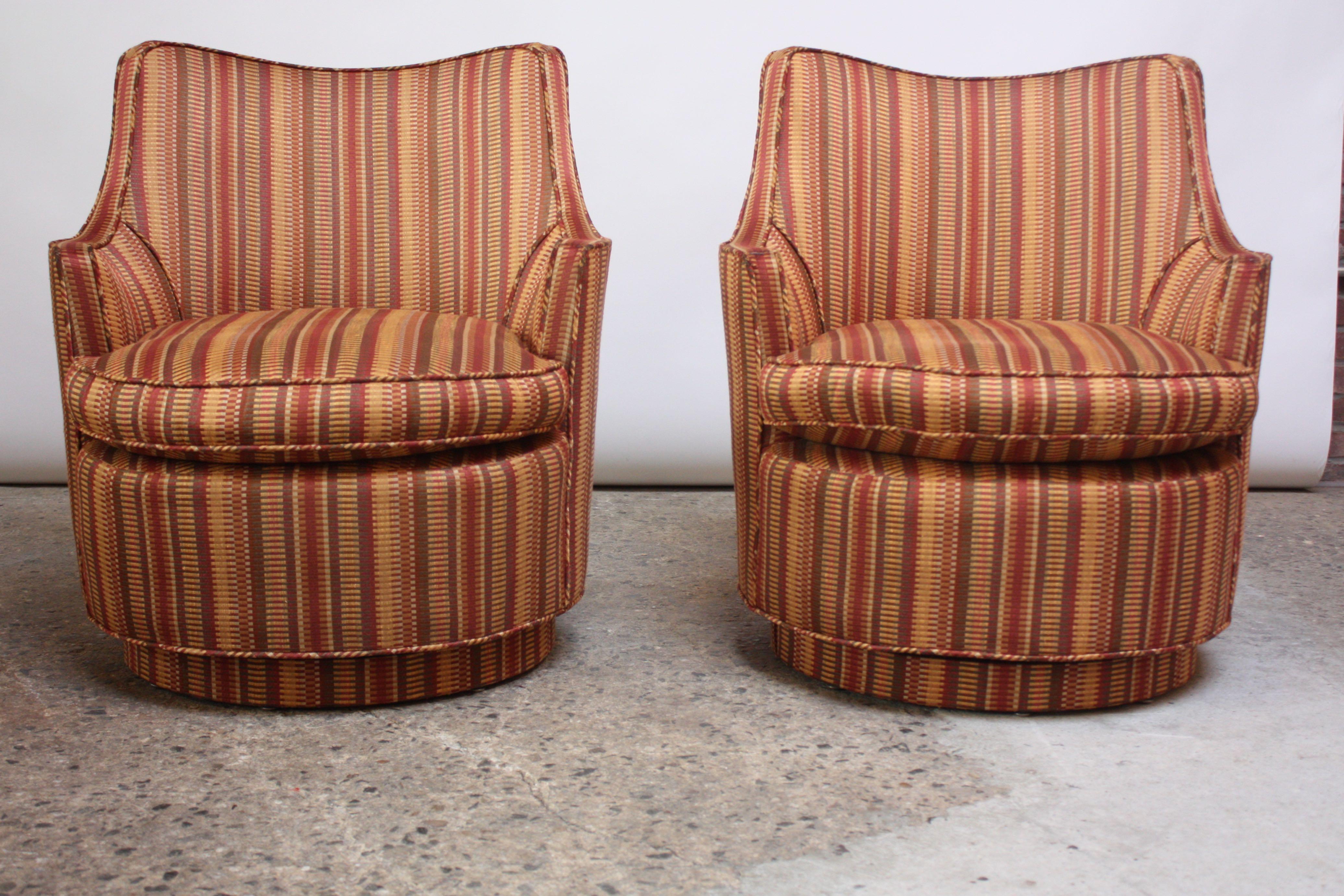 American Pair of Mid-Century Modern Diminutive Swivel Chairs