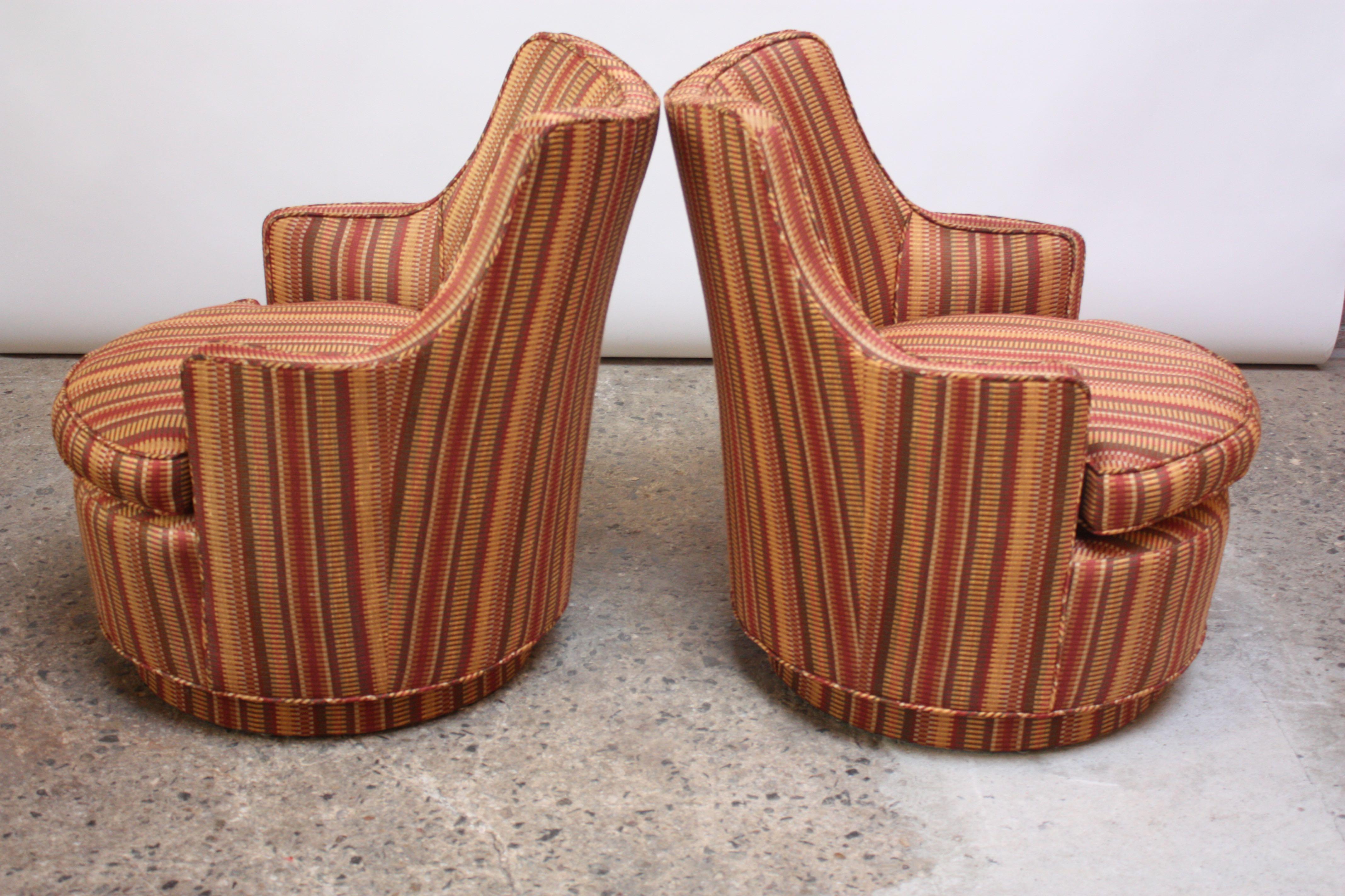 Upholstery Pair of Mid-Century Modern Diminutive Swivel Chairs