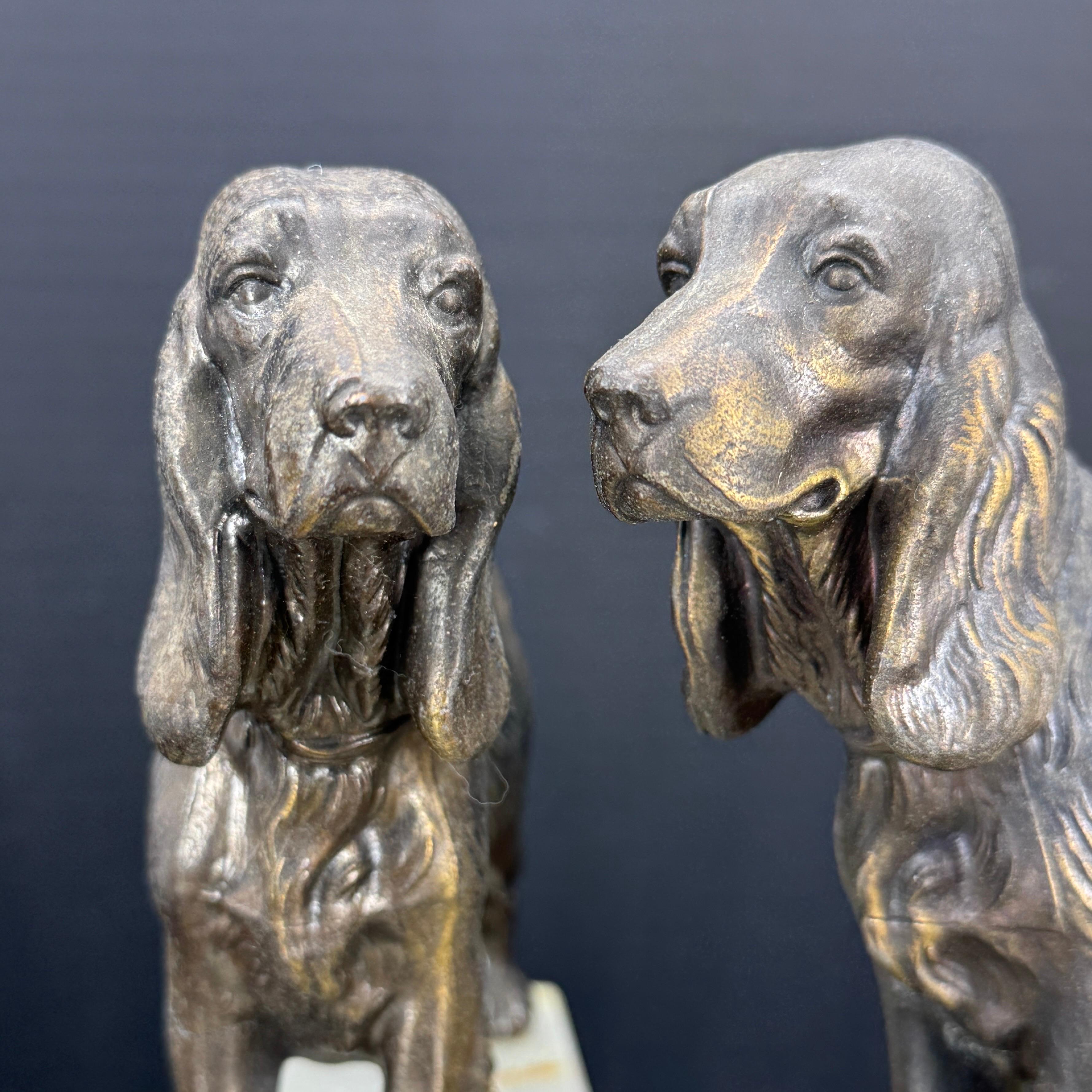 Pair of Mid-Century Modern Dog Book Ends on Onyx Bases For Sale 4