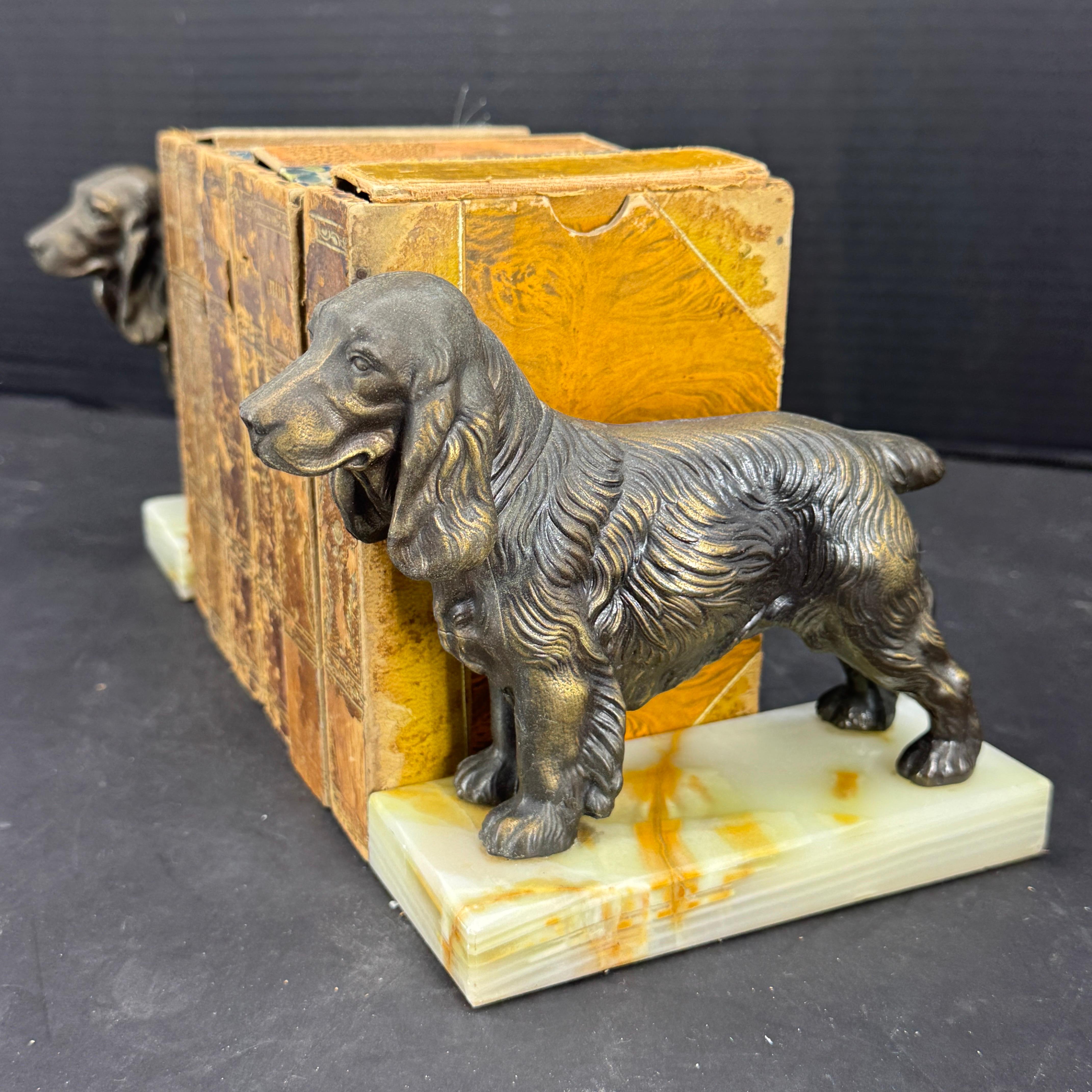 Pair of Mid-Century Modern Dog Book Ends on Onyx Bases For Sale 6